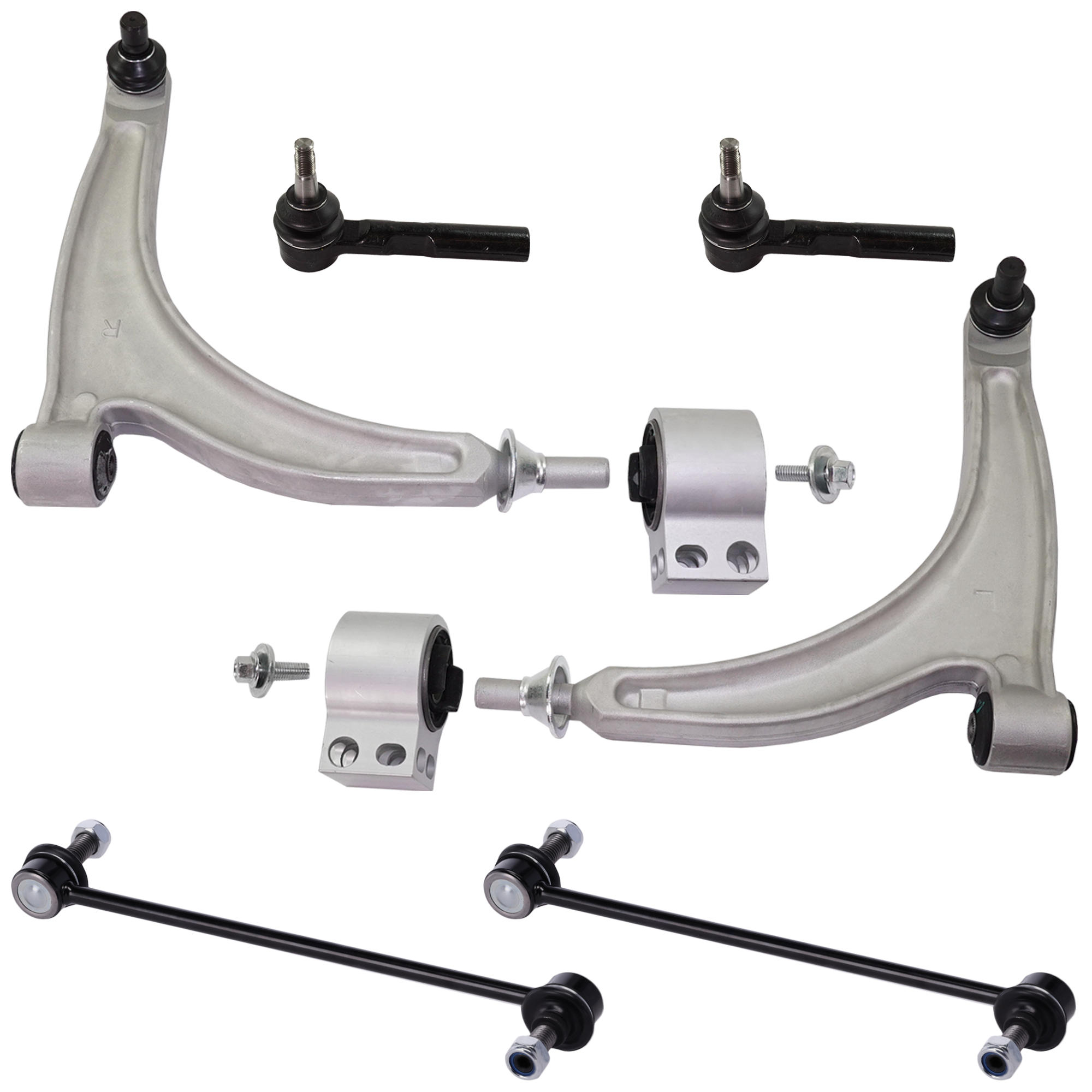 AM AURA 07-09 G6-05-09 MALIBU 04-09 FRONT CONTROL ARM KIT RH AND LH Lower w ball joint s 6 pc Kit with Sway Bar Link and Tie Rod End SKU KIT 020316-25 OEM 22730775-22730776-20784686-401