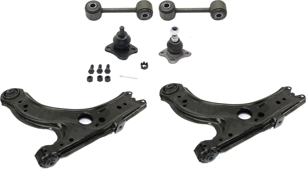 AM BEETLE JETTA 00-01 GOLF 99-02 FRONT CONTROL ARM RH AND LH Lower 6 pc kit with Ball Joints and Sway Bar Links SKU KIT 020415-02 OEM 1014784-2601568-5051301-1J0407
