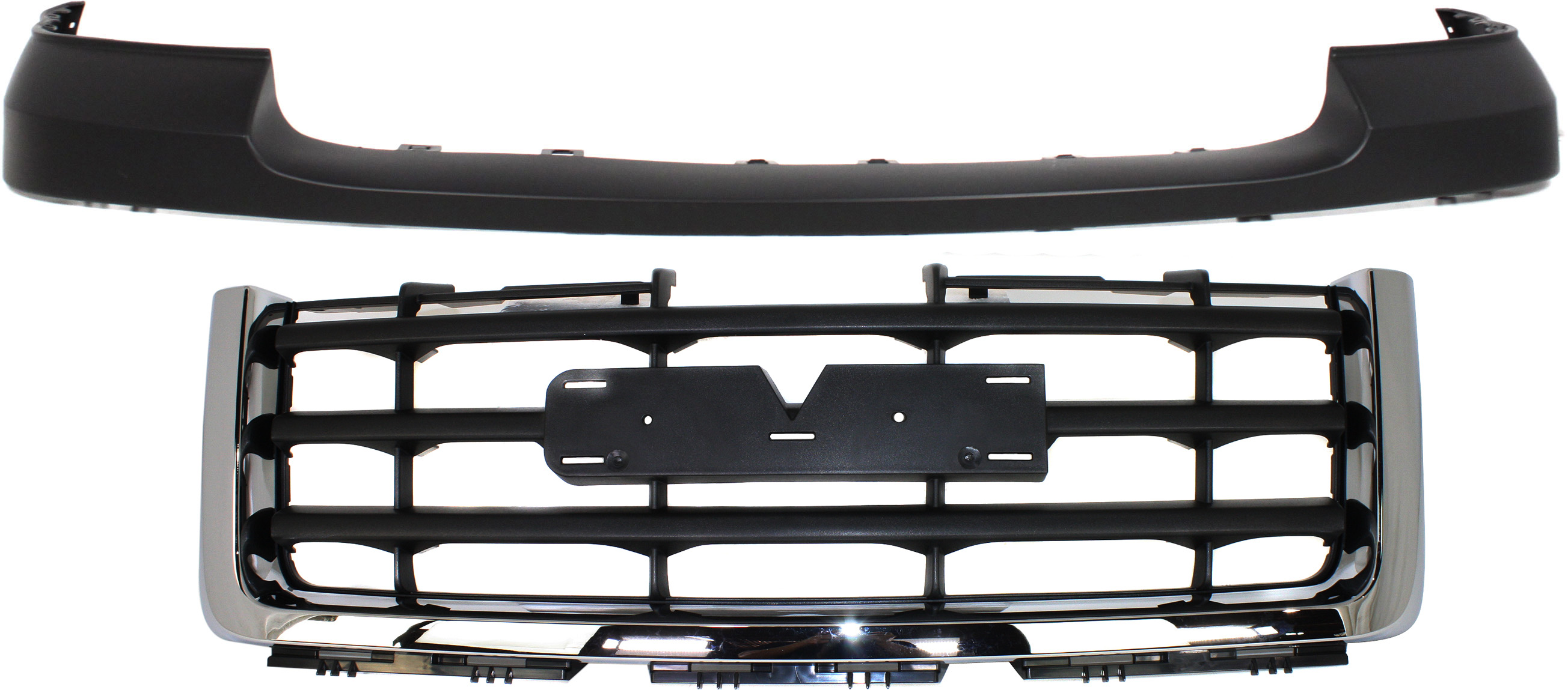 AM SIERRA 1500-07-13 FRONT BUMPER COVER Primed 2 pc Kit with Grille Exc. Denali Models New Body Style SKU KIT 020418-02 Partslink GM1014102 GM1200573 OEM 25783584-22761792