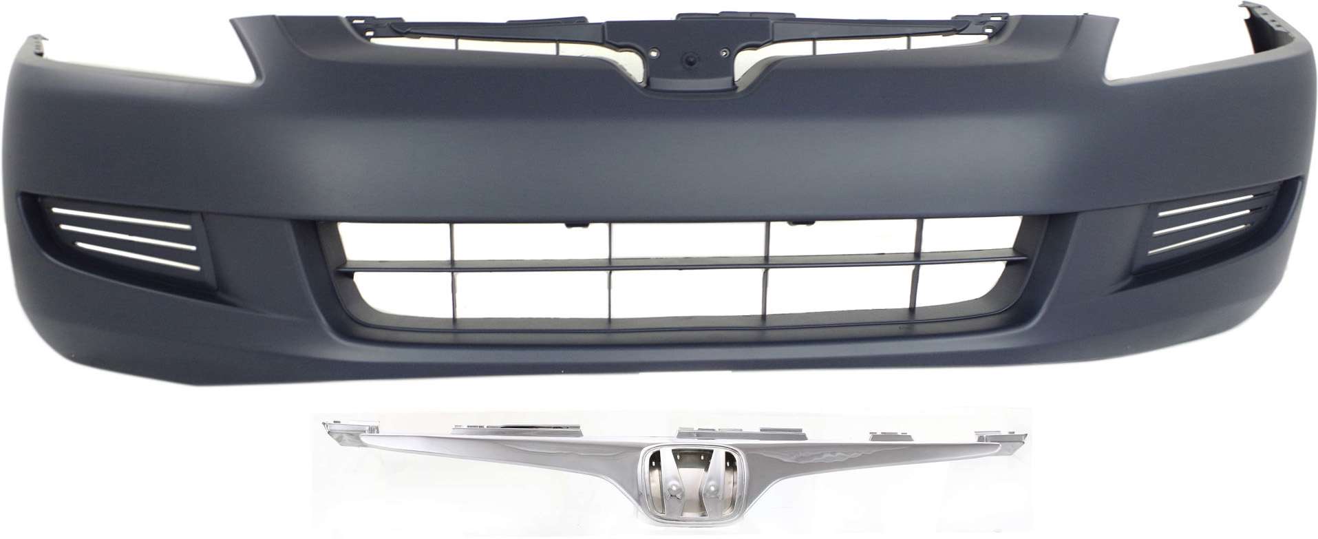 AM ACCORD 03-05 FRONT BUMPER COVER Primed 2 pc Kit with Grille Coupe SKU KIT 020418-06 Partslink HO1000211 HO1200161 OEM 04711SDNA90ZZ Performance