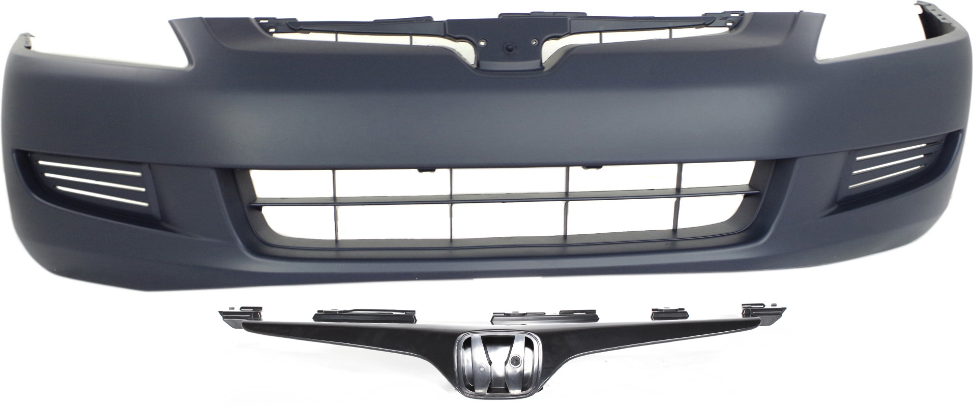AM ACCORD 03-05 FRONT BUMPER COVER Primed 2 pc Kit with Grille Coupe SKU KIT 020418-07 Partslink HO1000211 HO1200160 OEM 04711SDNA90ZZ 71121SDNA00