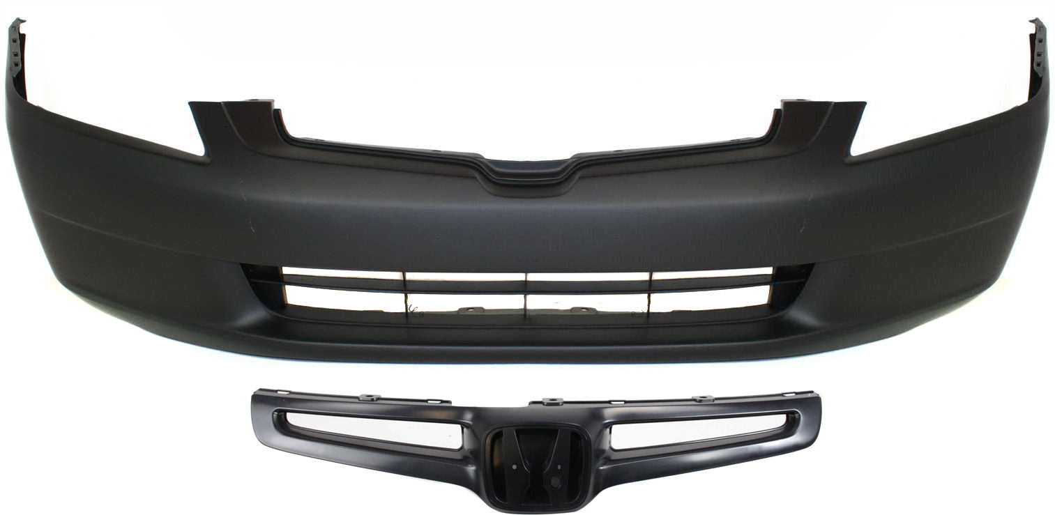 AM ACCORD 03-05 FRONT BUMPER COVER Primed 2 pc Kit with Grille Sedan SKU KIT 020418-12 Partslink HO1000210 HO1200157 OEM 04711SDAA90ZZ 71121SDAA00