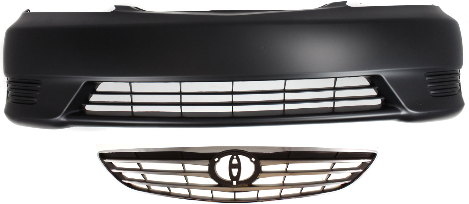 AM CAMRY 05-06 FRONT BUMPER COVER 2 pc Kit Primed LE XLE Models USA Built Vehicle with Grille Assembly SKU KIT 020418-148 Partslink TO1000284 TO1200267 OEM 5211906909-5310106050