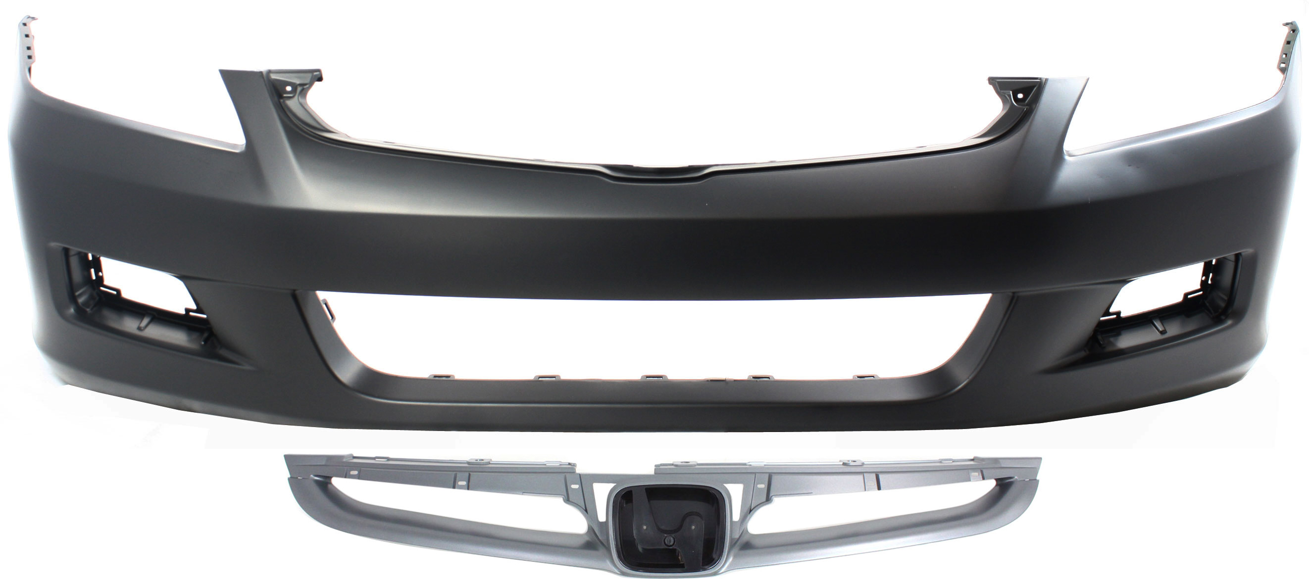 AM ACCORD 06-07 FRONT BUMPER COVER Primed Sedan 2 pc Kit w Grille Assembly SKU KIT 020418-14 Partslink HO1000235 HO1200179 OEM 04711SDLA90ZZ 71121SDAA10ZA