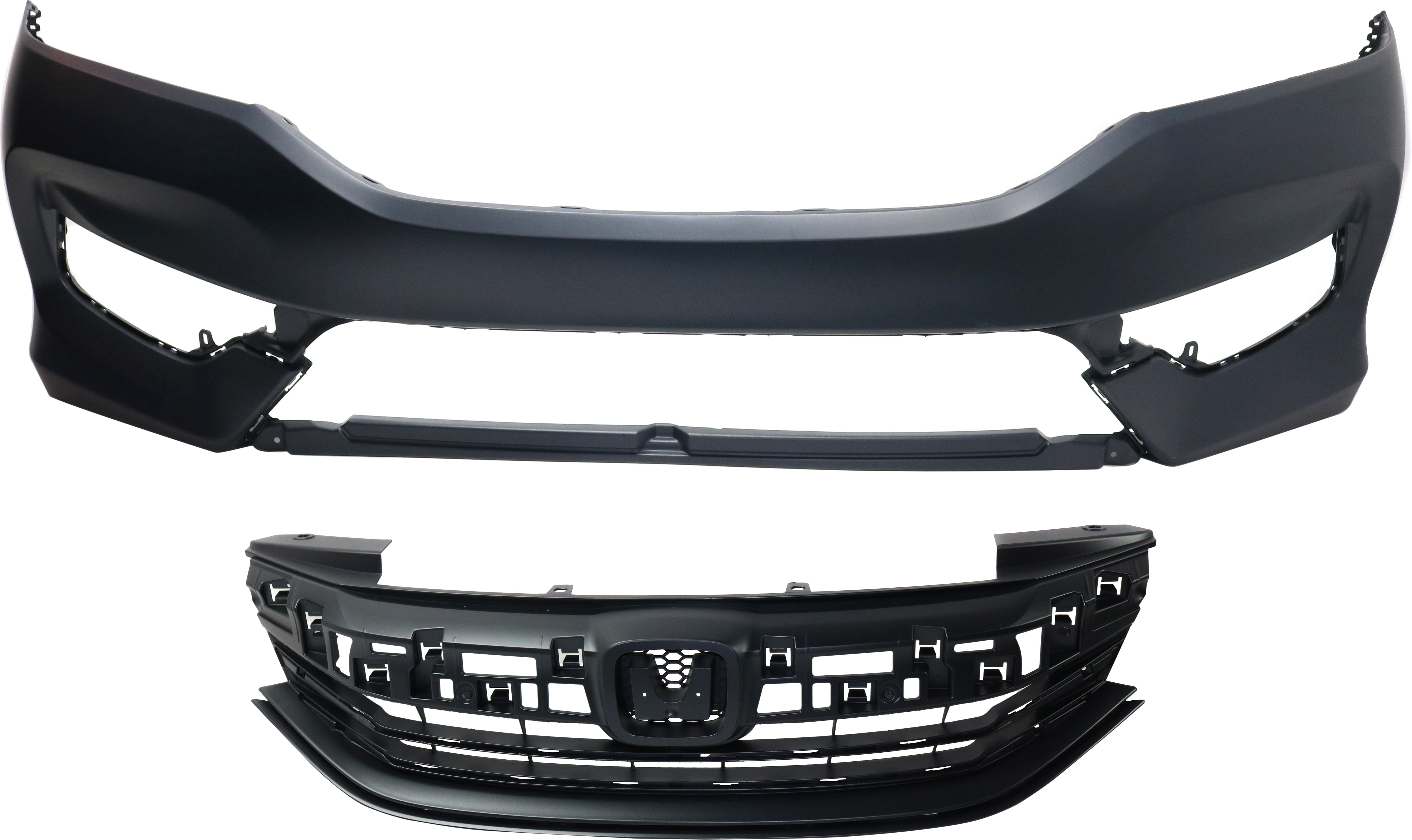 AM ACCORD 16-17 FRONT BUMPER COVER Primed 2 pc Kit with Grille Exc. Hybrid Models Sedan SKU KIT 020418-25 Partslink HO1000302 HO1200229 OEM 71101T2FA50ZZ 71121T2FA51