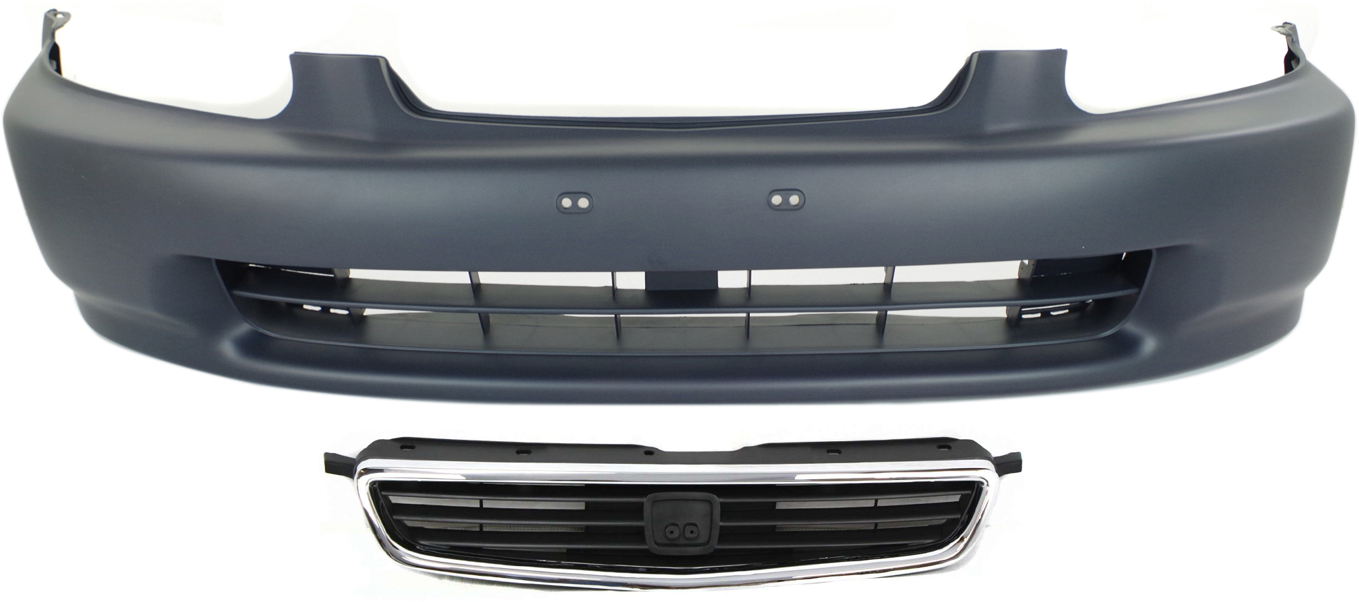 AM CIVIC 96-98 FRONT BUMPER COVER Primed 2 pc Kit with Grille Sedan SKU KIT 020418-32 Partslink HO1000172 HO1200124 OEM 04711S01A00ZZ 71121S04000