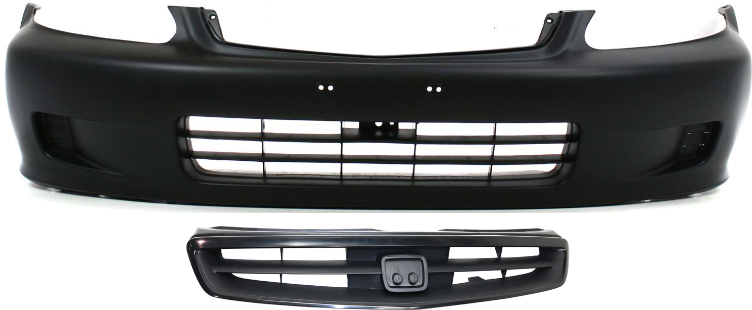 AM CIVIC 99-00 FRONT BUMPER COVER Primed 2 pc Kit with Grille SKU KIT 020418-33 Partslink HO1000184 HO1200147 OEM 04711S01A01ZZ Performance