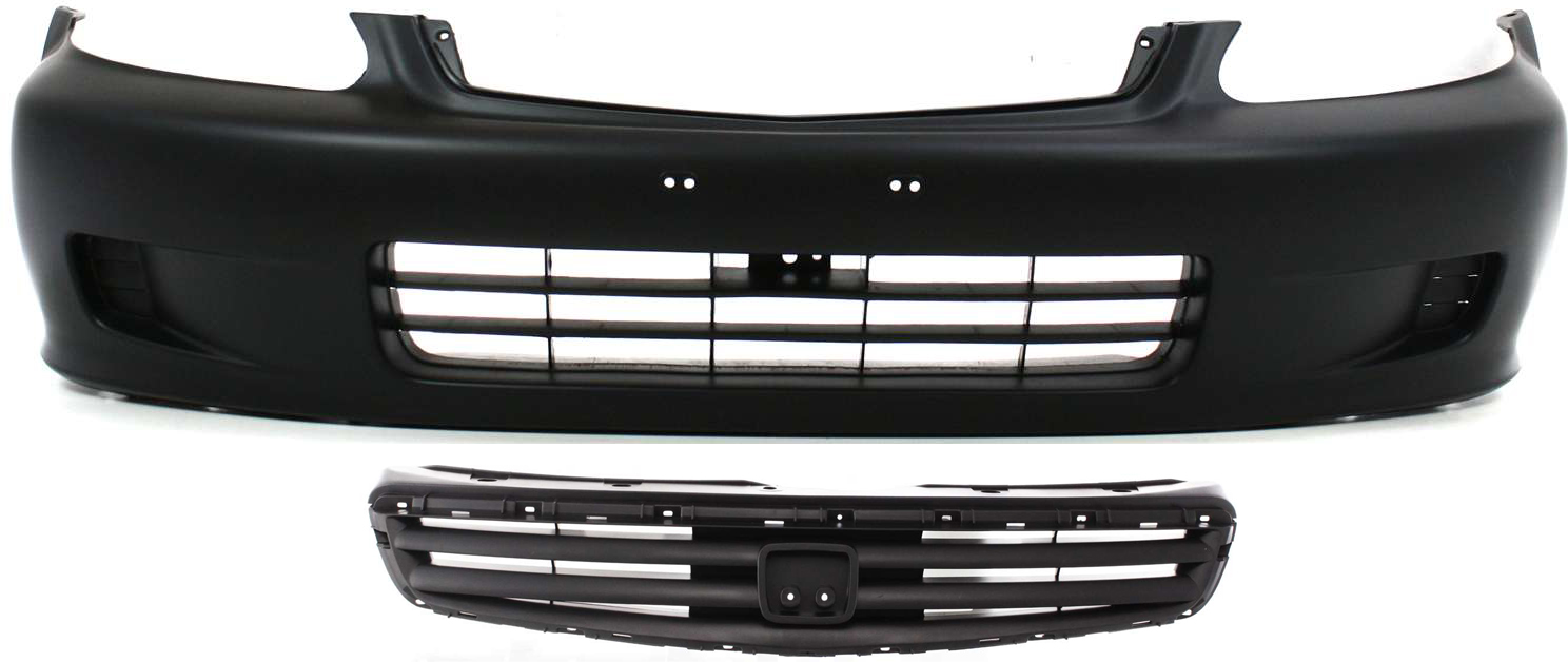 AM CIVIC 99-00 FRONT BUMPER COVER Primed 2 pc Kit with Grille Exc. GX Models SKU KIT 020418-37 Partslink HO1000184 HO1200162 OEM 04711S01A01ZZ 71121S04003