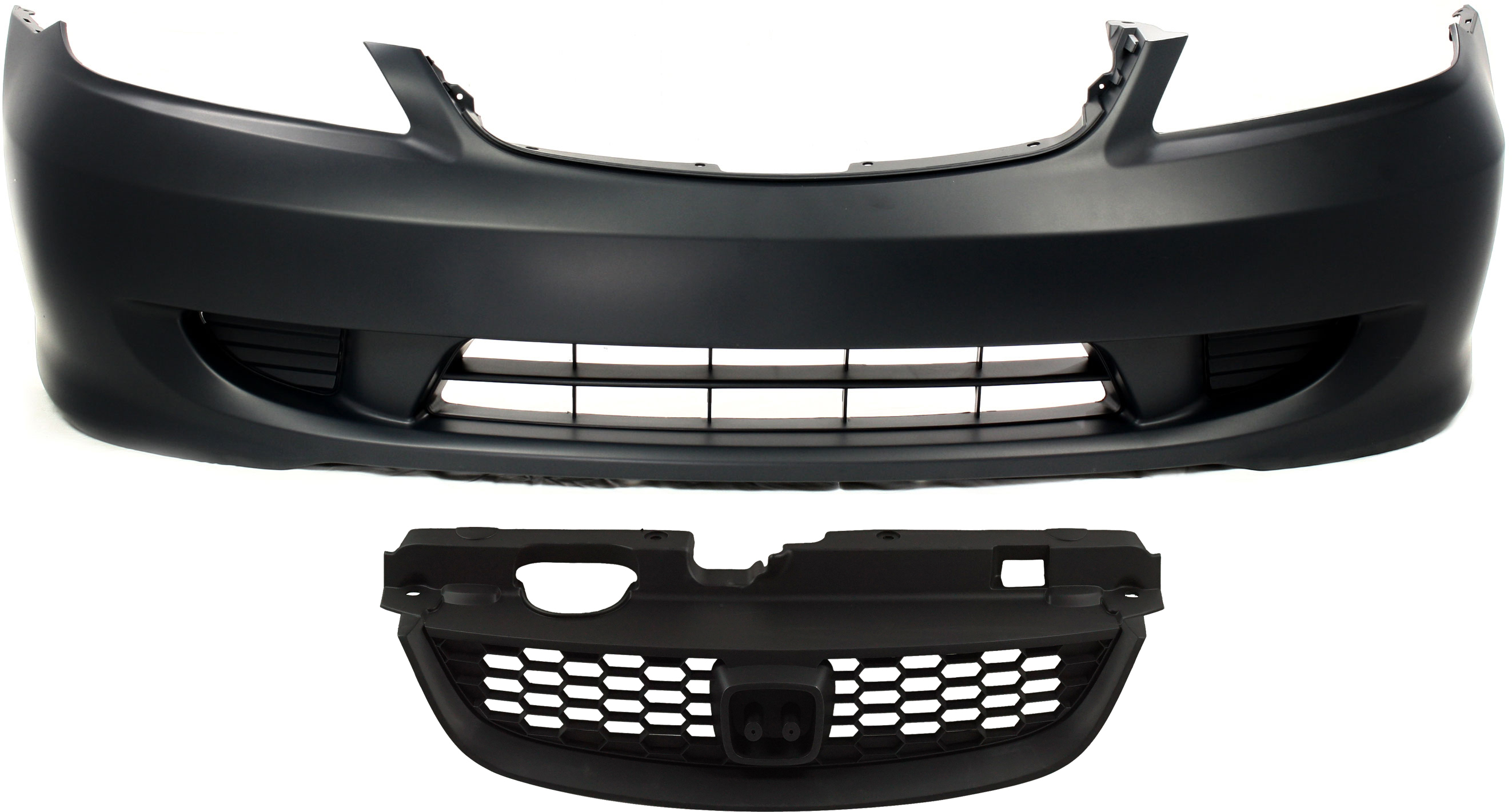 AM CIVIC 04-05 FRONT BUMPER COVER Primed 2 pc Kit with Grille SKU KIT 020418-41 Partslink HO1000216 HO1200165 OEM 04711S5AA91ZZ 71121S5PA02