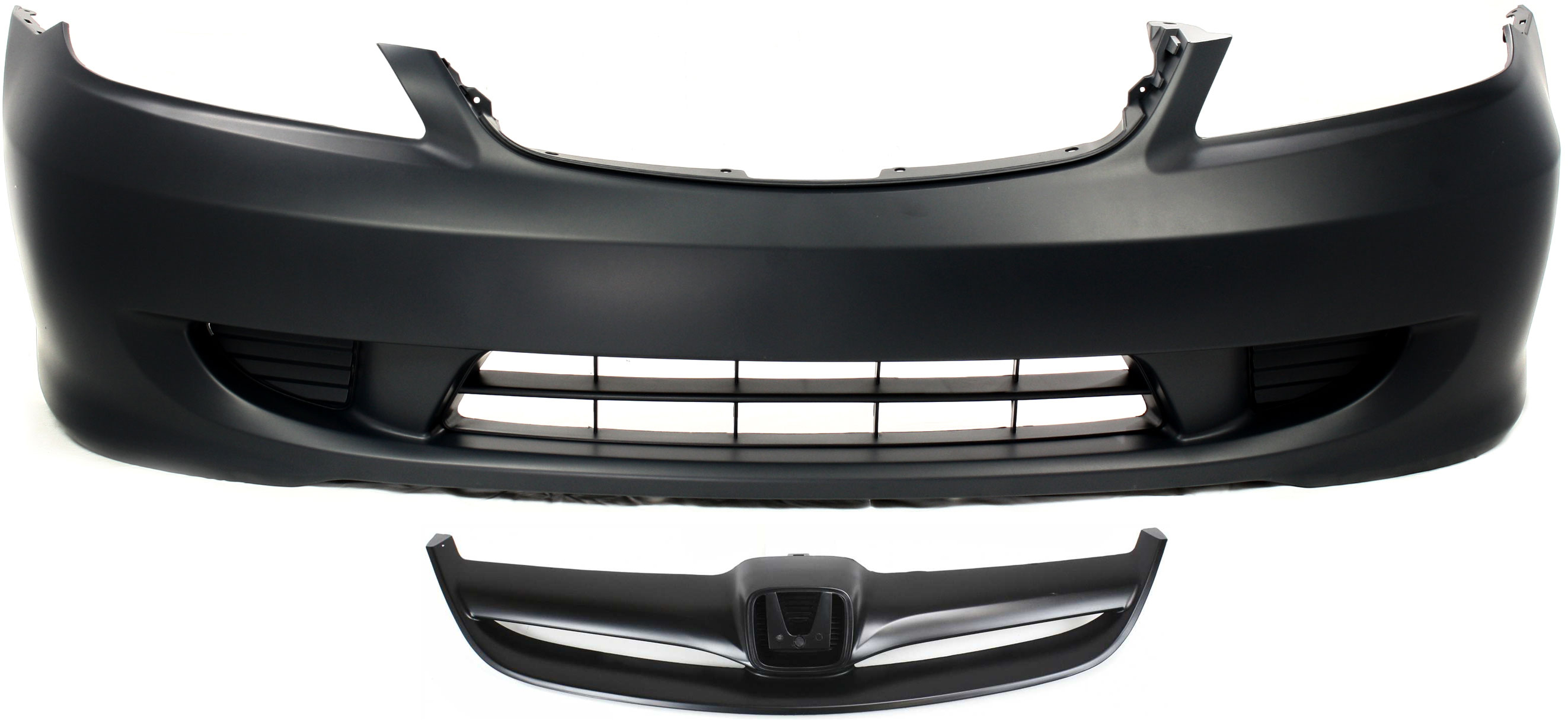 AM CIVIC 04-05 FRONT BUMPER COVER Primed 2 pc Kit with Grille Sedan SKU KIT 020418-42 Partslink HO1000216 HO1200164 OEM 04711S5AA91ZZ 71122S5AA00ZB