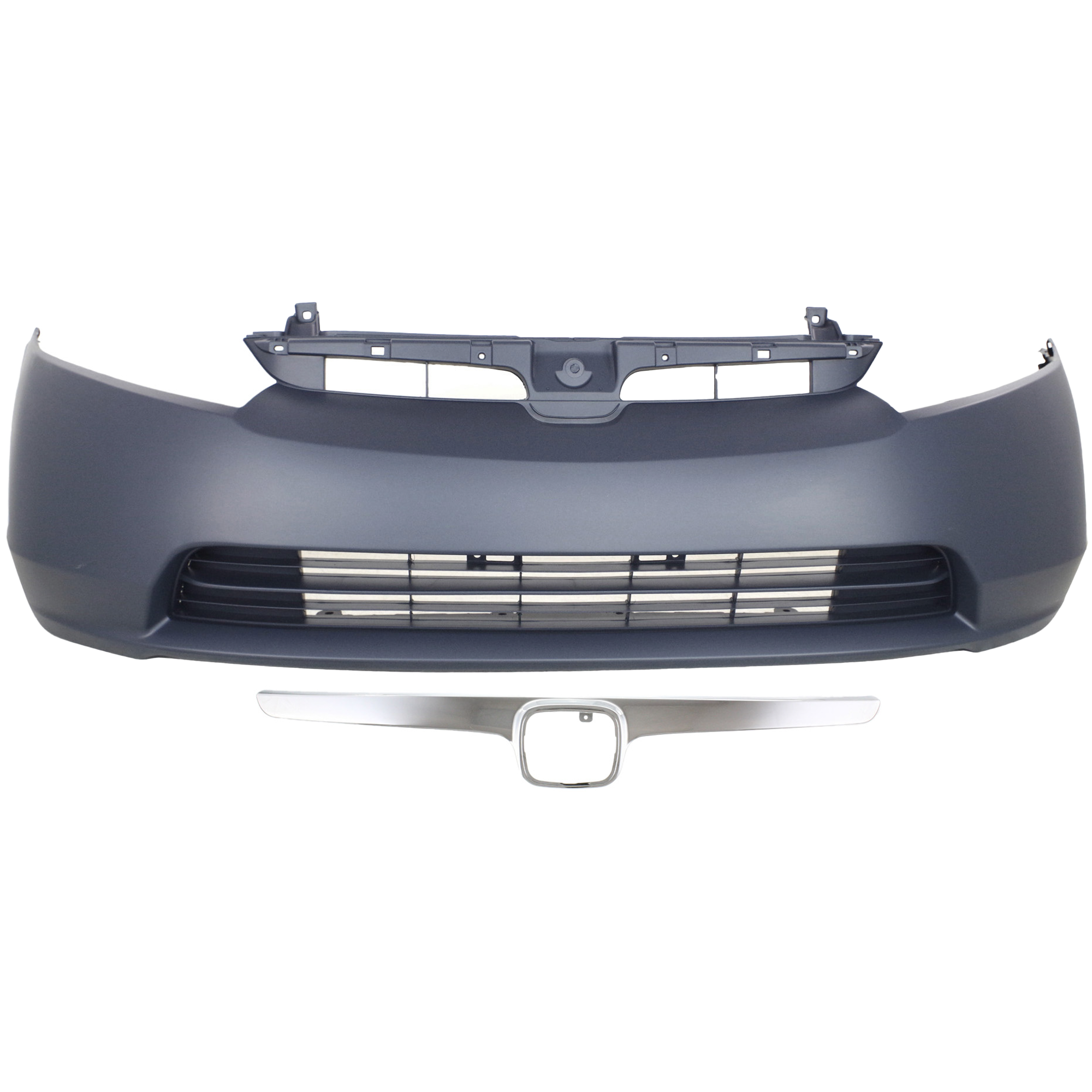 AM CIVIC 06-08 FRONT BUMPER COVER Primed 2 pc Kit with Grille Assembly Sedan SKU KIT 020418-44 Partslink HO1000239 HO1200172 OEM 04711SNEA90ZZ 71122SNAA00