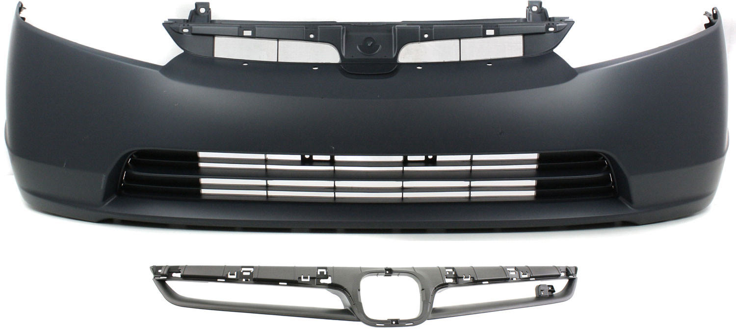 AM CIVIC 07-08 GRILLE 2 pc kit with Bumper Cover Sedan SKU KIT 020418-45 Partslink HO1200197 HO1000259 OEM 71121SNXA00ZA 04711SNXA90ZZ