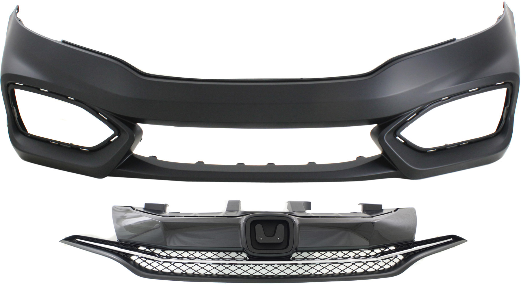 AM CIVIC 14-15 GRILLE 2 pc Kit Coupe with Bumper Cover SKU KIT 020418-55 Partslink HO1200221 HO1000296 OEM 71120TS8A51-71101TS8A50ZZ