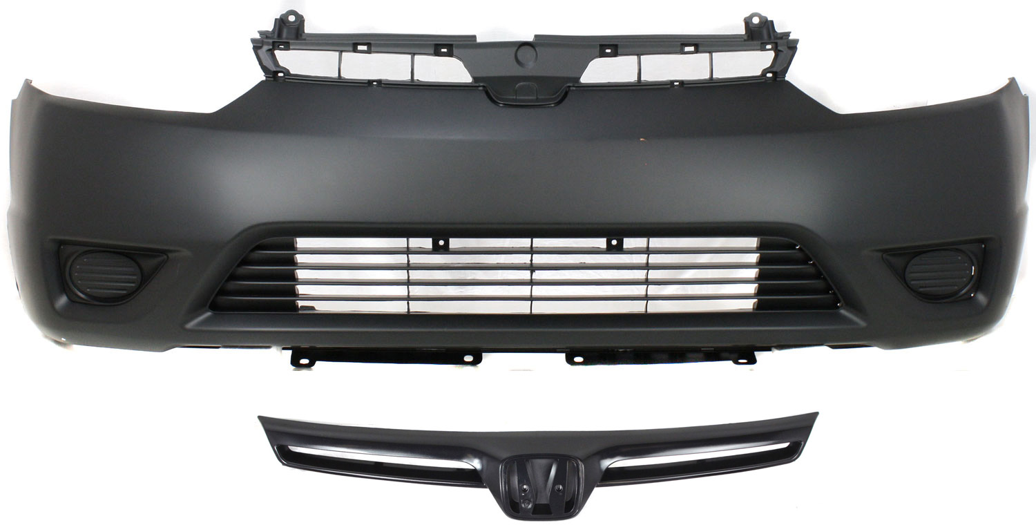 AM CIVIC 06-08 FRONT BUMPER COVER Primed 2 pc Kit with Grille Coupe CAPA SKU KIT 020418-56 Partslink HO1000237C HO1200174C OEM 04711SVAA90ZZ 75100SVAA01ZA