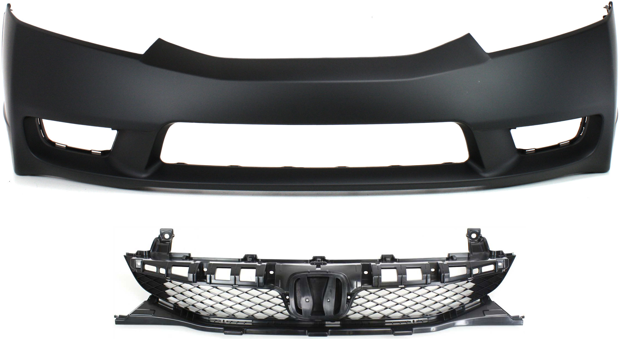 AM CIVIC 09-11 FRONT BUMPER COVER Primed 2 pc Kit with Grille Sedan CAPA SKU KIT 020418-58 Partslink HO1000266C HO1200198C OEM 04711SNAA90ZZ 71121SNAA50