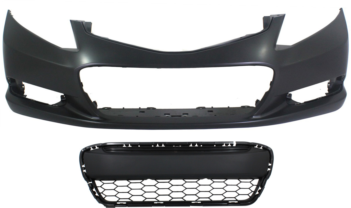 AM CIVIC 12-13 FRONT BUMPER COVER Primed w Fog Light Holes 2 pc Kit with Bumper Grille CAPA SKU KIT 020418-62 Partslink HO1000282C HO1036111C OEM 04711TS8A90ZZ 71105TS8A01