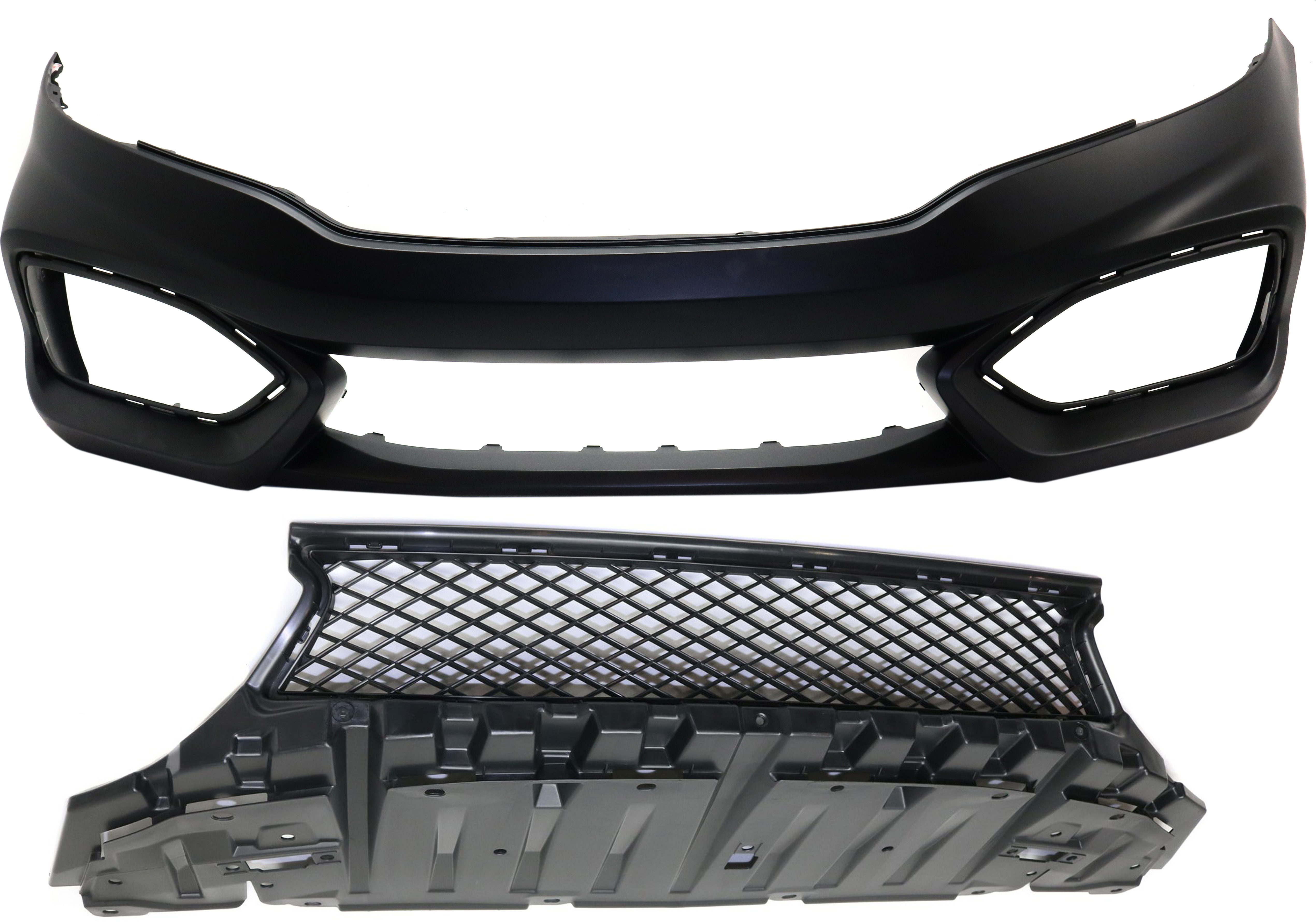 AM CIVIC 14-15 FRONT BUMPER GRILLE 2 pc kit with Bumper Cover Coupe CAPA SKU KIT 020418-65 Partslink HO1000296C HO1036120C OEM 71101TS8A50ZZ 71105TS8A51