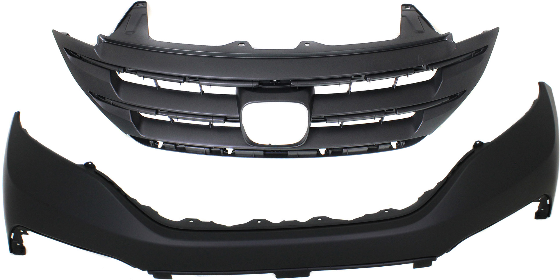 AM CR V 12-14 FRONT BUMPER COVER Primed 2 pc Kit with Grille SKU KIT 020418-68 Partslink HO1014100 HO1200211 OEM 04711T0AA90ZZ 71121T0GA01ZA
