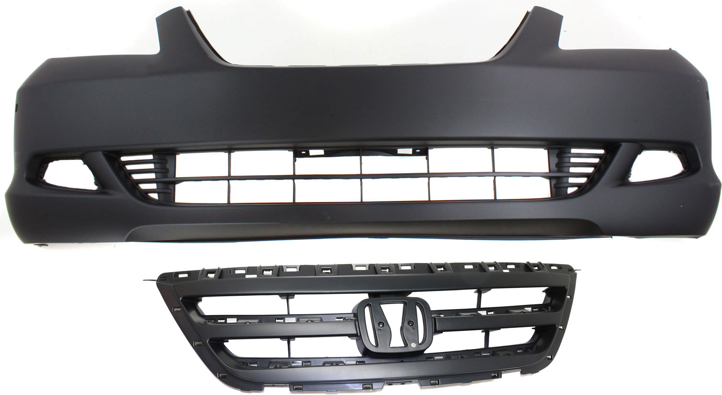 AM ODYSSEY 05-07 FRONT BUMPER COVER Primed 2 pc Kit Touring Model with Grille Assembly SKU KIT 020418-72 Partslink HO1000223 HO1200178 OEM 04711SHJA80ZZ 71121SHJA01ZJ