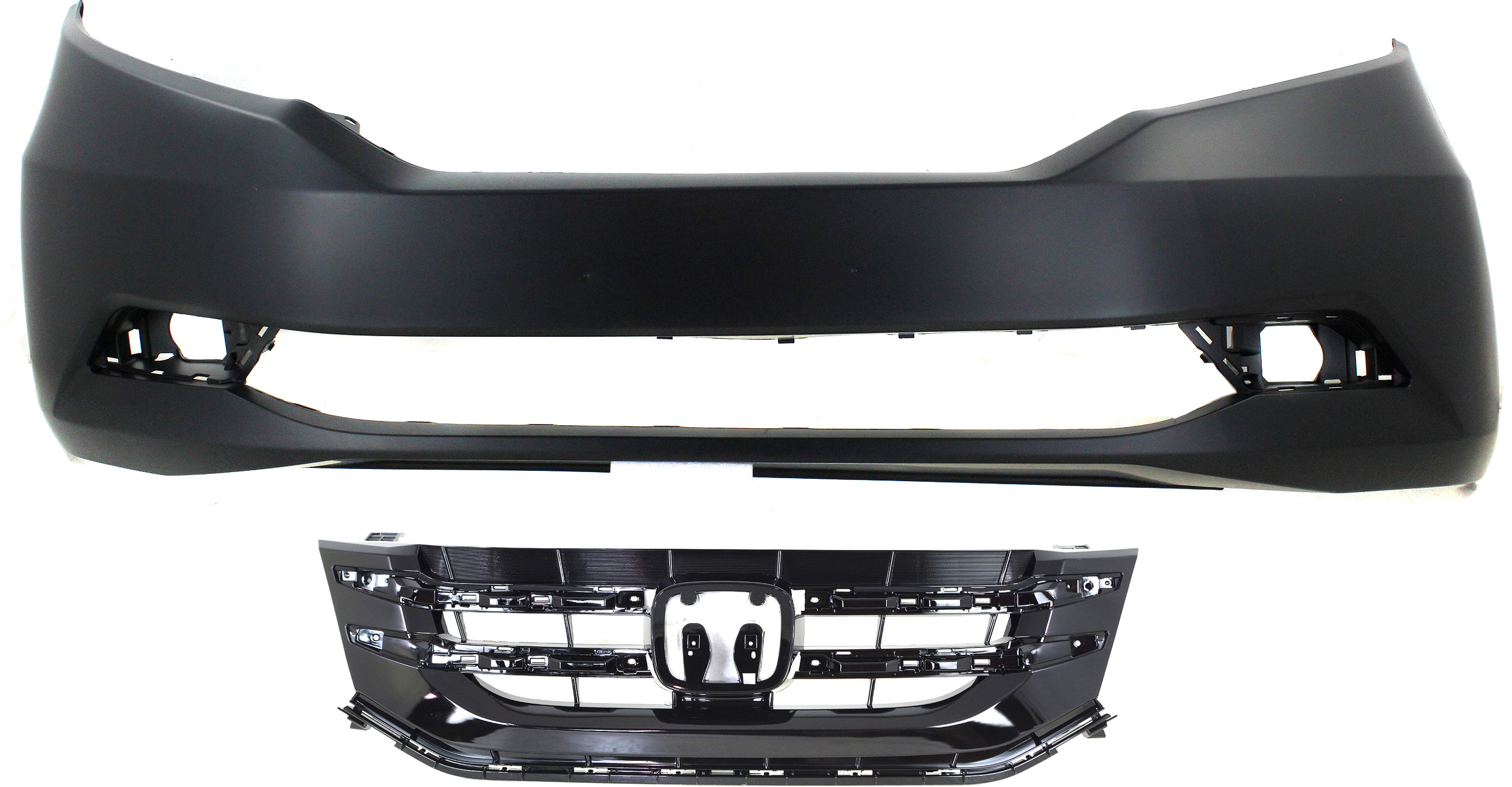 AM ODYSSEY 14-17 FRONT BUMPER COVER Primed 2 pc Kit with Grille Assembly SKU KIT 020418-75 Partslink HO1000293 HO1200220 OEM 04711TK8A91ZZ 75101TK8A22