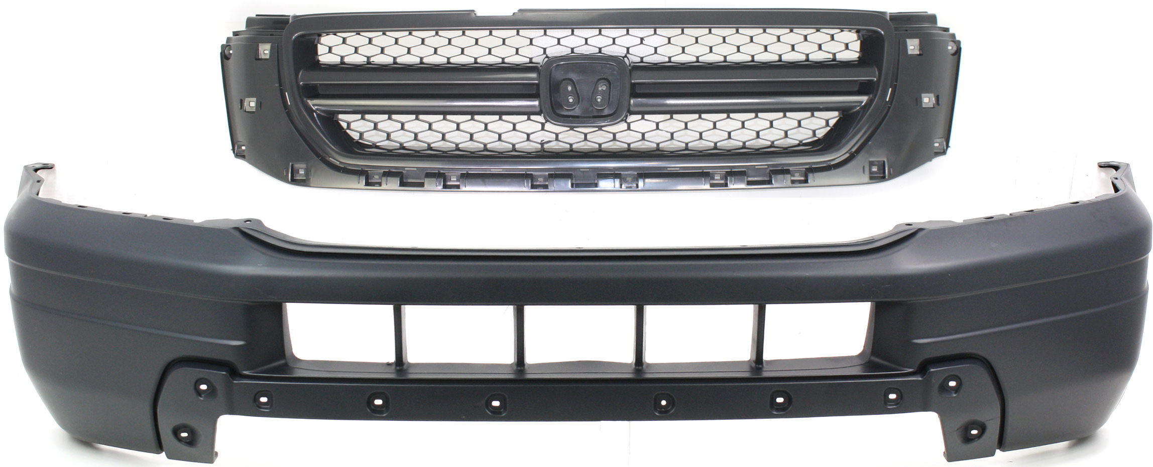 AM PILOT 03-05 FRONT BUMPER COVER Primed 2 pc Kit with Grille LX Models SKU KIT 020418-78 Partslink HO1000208 HO1200170 OEM 04711S9VA90ZZ 75101S9VA01ZJ
