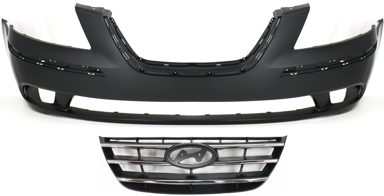 AM SONATA 09-10 FRONT BUMPER COVER Primed 2 pc Kit with Grille SKU KIT 020418-79 Partslink HY1000178 HY1200152 OEM 865110A700-863503K600