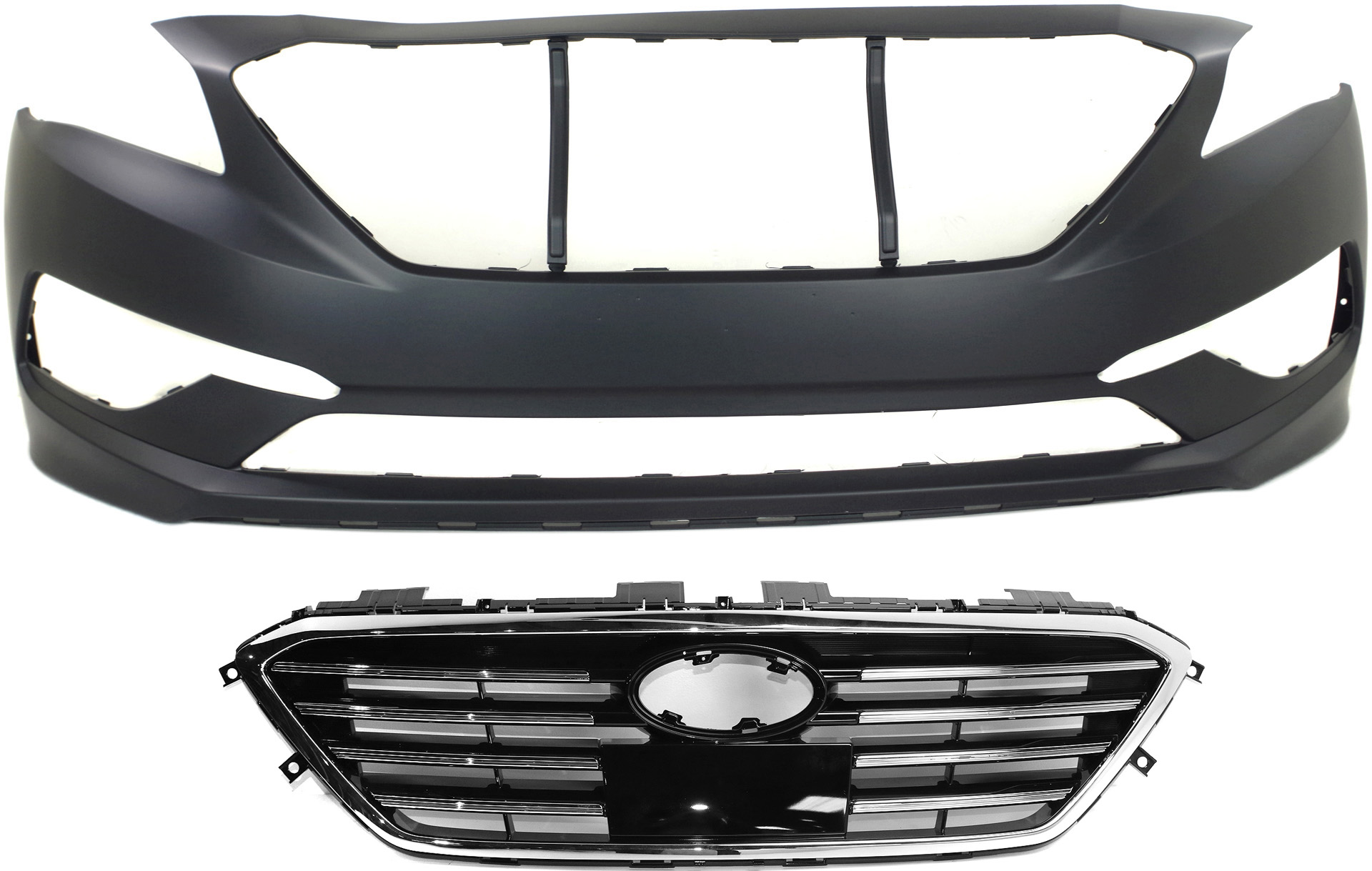 AM SONATA 15-17 GRILLE 2 pc Kit with Bumper Cover SKU KIT 020418-84 Partslink HY1200175 HY1000205 OEM 86350C1200-86511C2000