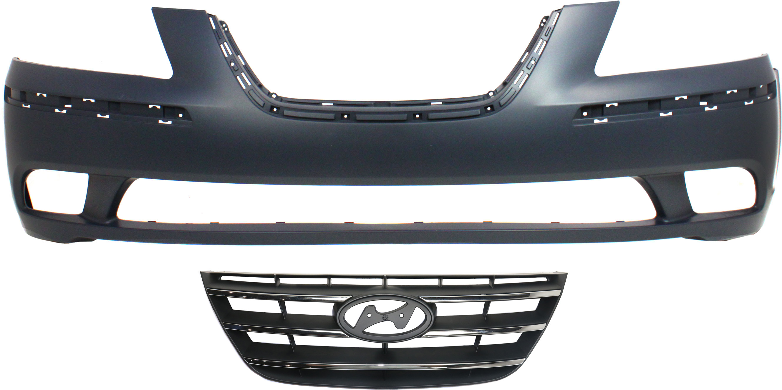 AM SONATA 09-10 GRILLE 2 pc Kit with Bumper Cover CAPA SKU KIT 020418-86 Partslink HY1000178C HY1200152C OEM 863503K600-865110A700
