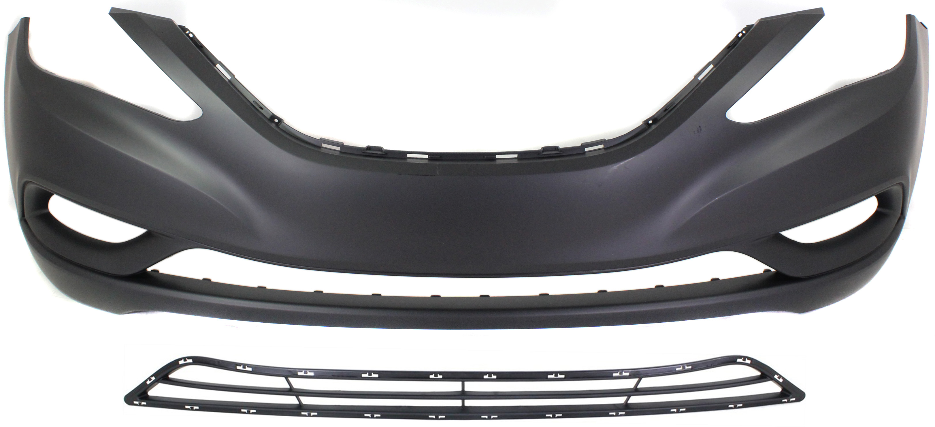 AM SONATA 11-13 FRONT BUMPER COVER Primed w Fog Light Holes 2 pc Kit with Bumper Grille CAPA SKU KIT 020418-87 Partslink HY1000183C HY1036114C OEM 865113Q000-865613S000