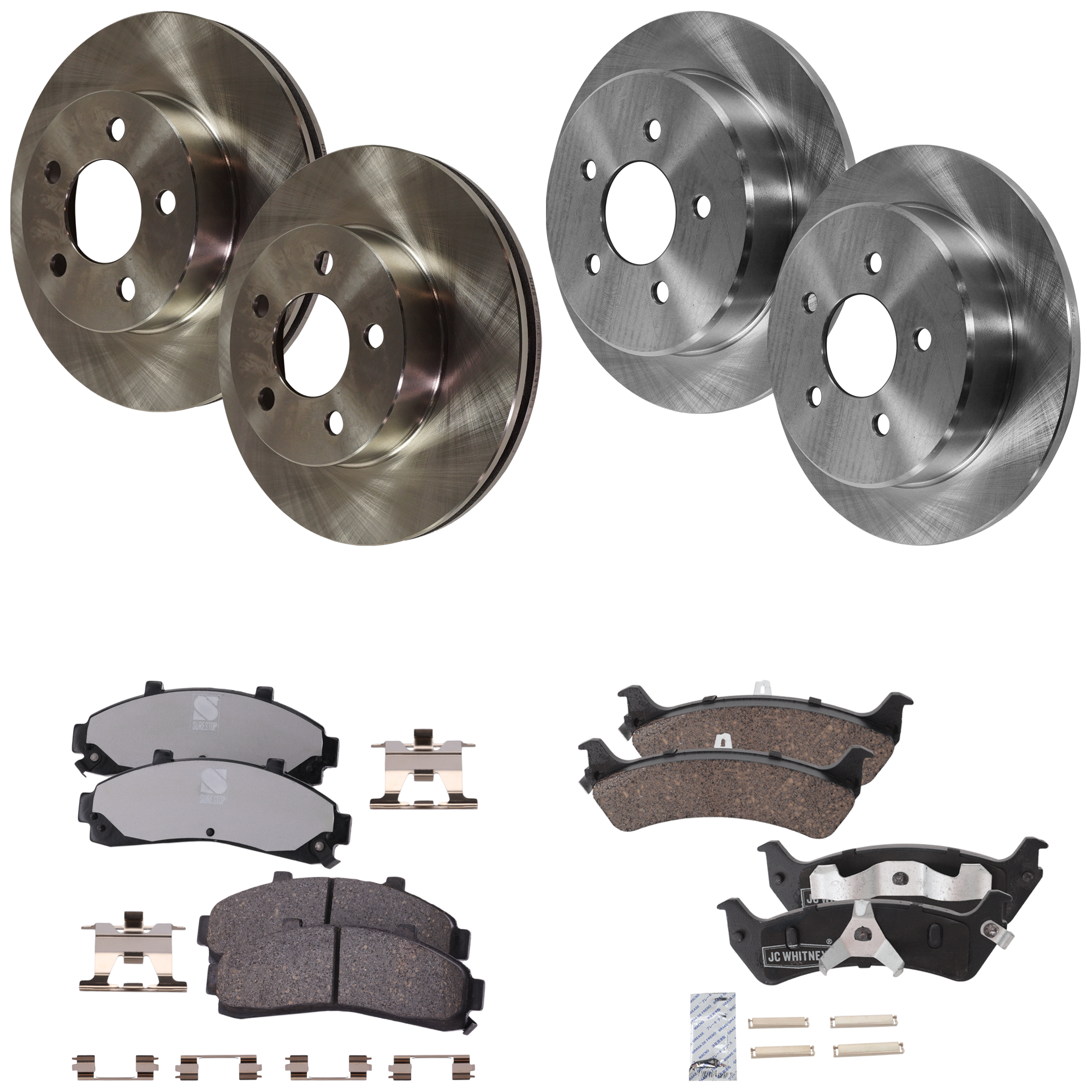AM EXPLORER 95-01 FRONT AND REAR BRAKE DISC AND PAD KIT 8 pc kit SKU KIT 020421-03-05 OEM F5TZ1125A 3765157-3903349 F5TZ