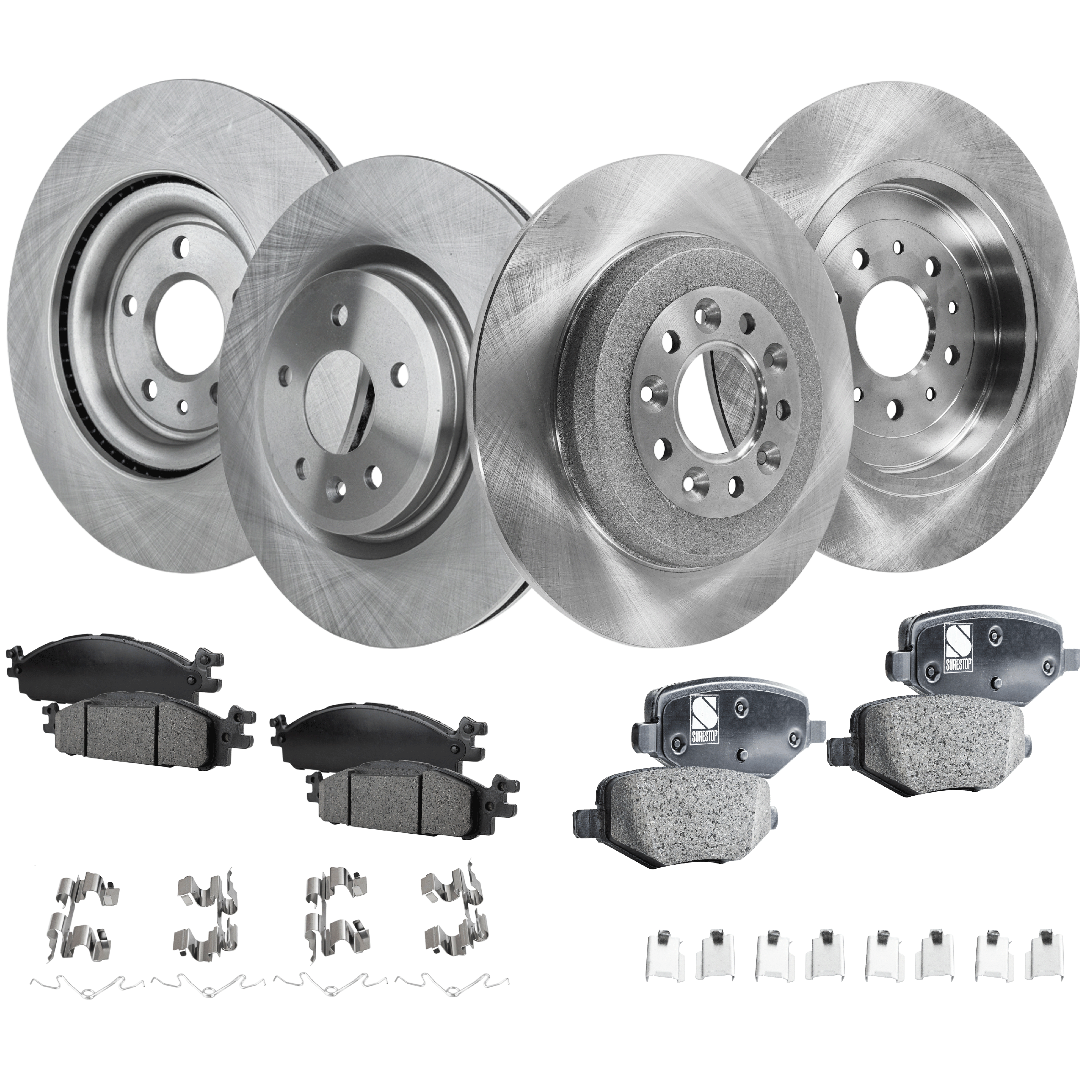 AM EXPLORER 17-19 REAR BRAKE DISC AND PAD KIT 8 pc kit Plain Surface 5 Lugs SKU KIT 020421-03-07 OEM CB5Z1125A 5F9Z2C026BA BB5Z2001