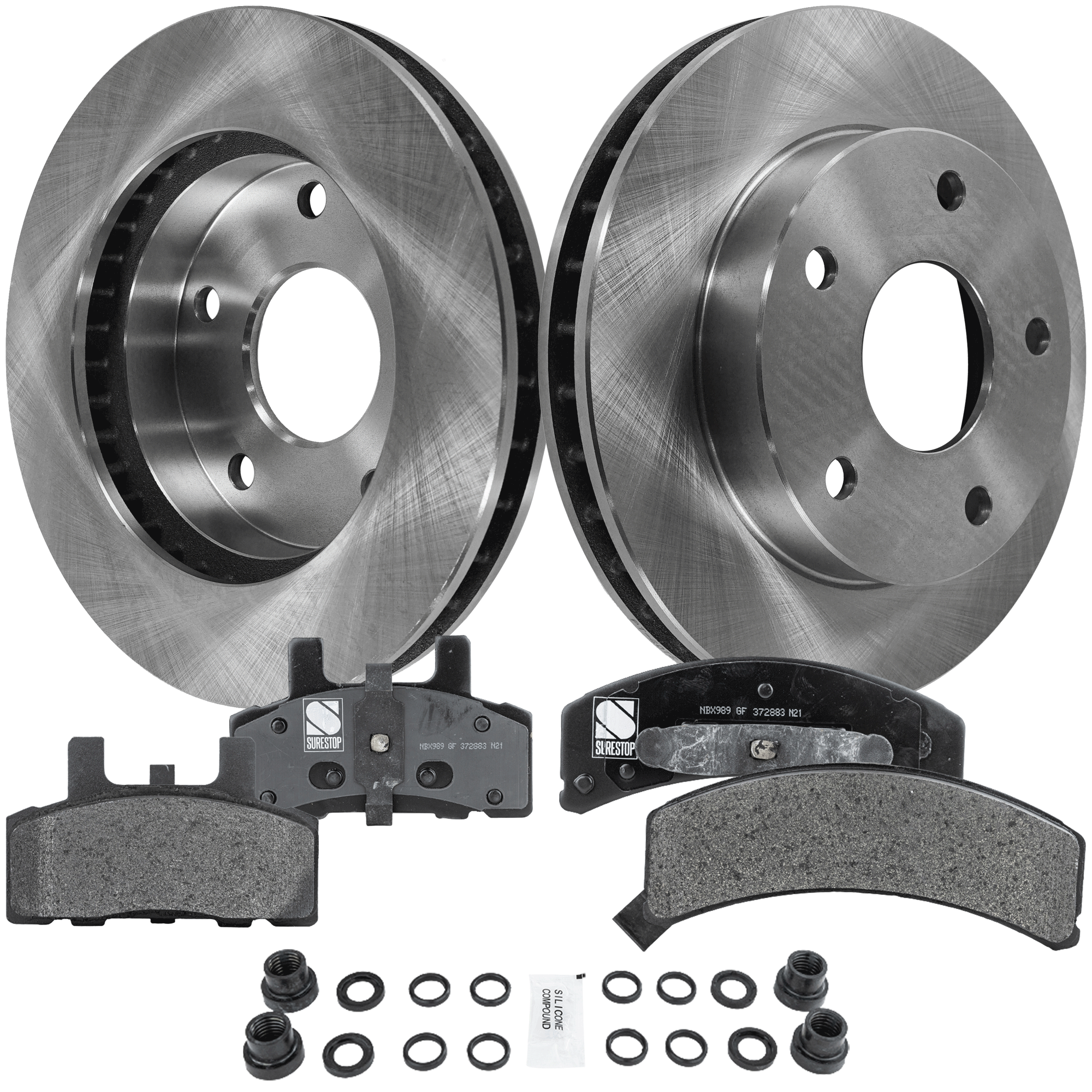 AM RAM 1500-94-97 FRONT BRAKE DISC AND PAD KIT 4 pc kit SKU KIT 020421-03-27 OEM 52008219-12321430-12321448-180