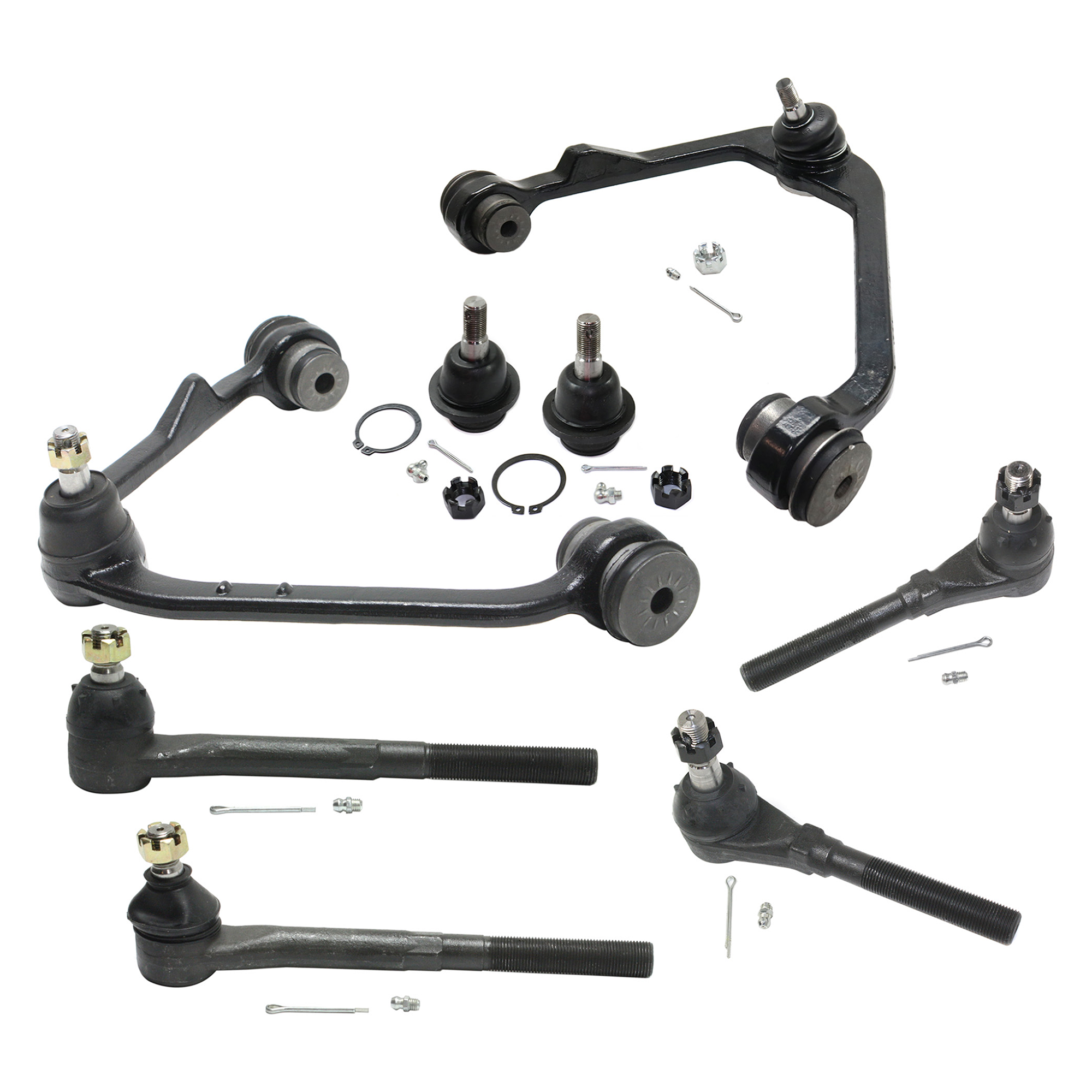 AM F 150-97-03 F 150 HERITAGE 04-04 FRONT CONTROL ARM KIT RH AND LH Upper 8 pc kit with Ball Joints and Tie Rod Ends SKU KIT 020421-03-34 OEM 104222-285019-1016769-2601460