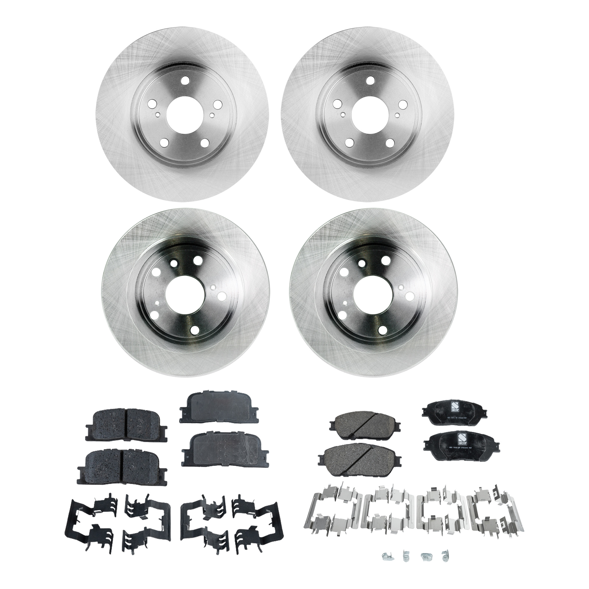 AM ES330-04-06 FRONT AND REAR BRAKE DISC AND PAD KIT 8 pc kit SKU KIT 020421-03-37 OEM 4351248011-4243133100-42431060