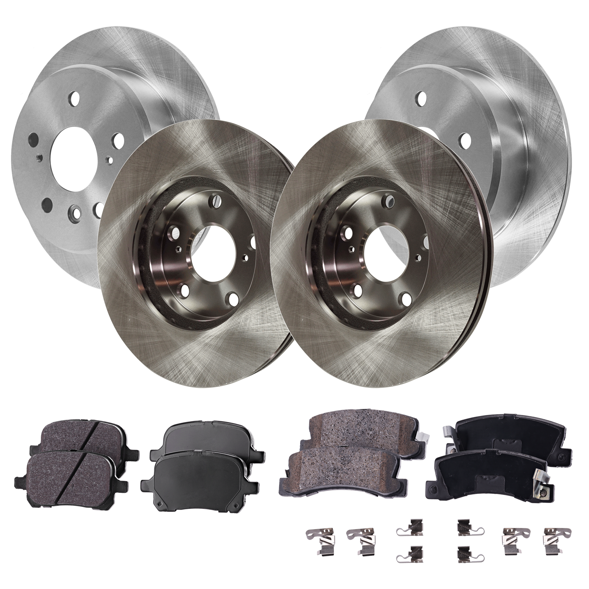 AM CAMRY 99-99 SOLARA 99-00 FRONT AND REAR BRAKE DISC AND PAD KIT 4 Wheel Set SKU KIT 020421-03-38 OEM 4351233070-4243133010-42431330