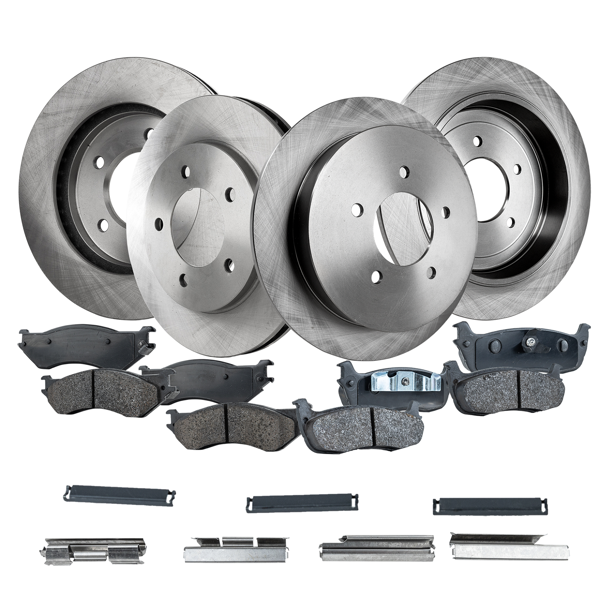 AM EXPEDITION 97-00 NAVIGATOR 98-00 FRONT AND REAR BRAKE DISC AND PAD KIT 8 pc kit SKU KIT 020421-03-42 OEM F75Z2C026BC F75Z1125BC F75Z220
