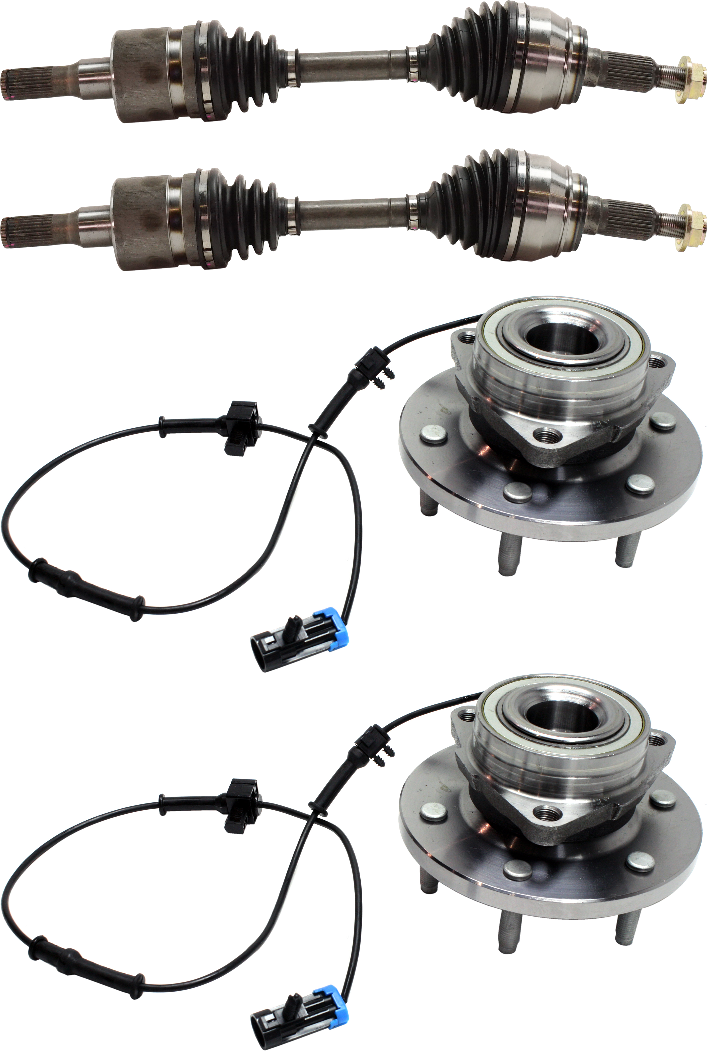 AM H3-06-10 H3T 09-10 FRONT CV AXLE ASSEMBLY RH AND LH 4 Pc Kit 4WD with Wheel Hubs SKU KIT 020421-03-44 OEM 15874836