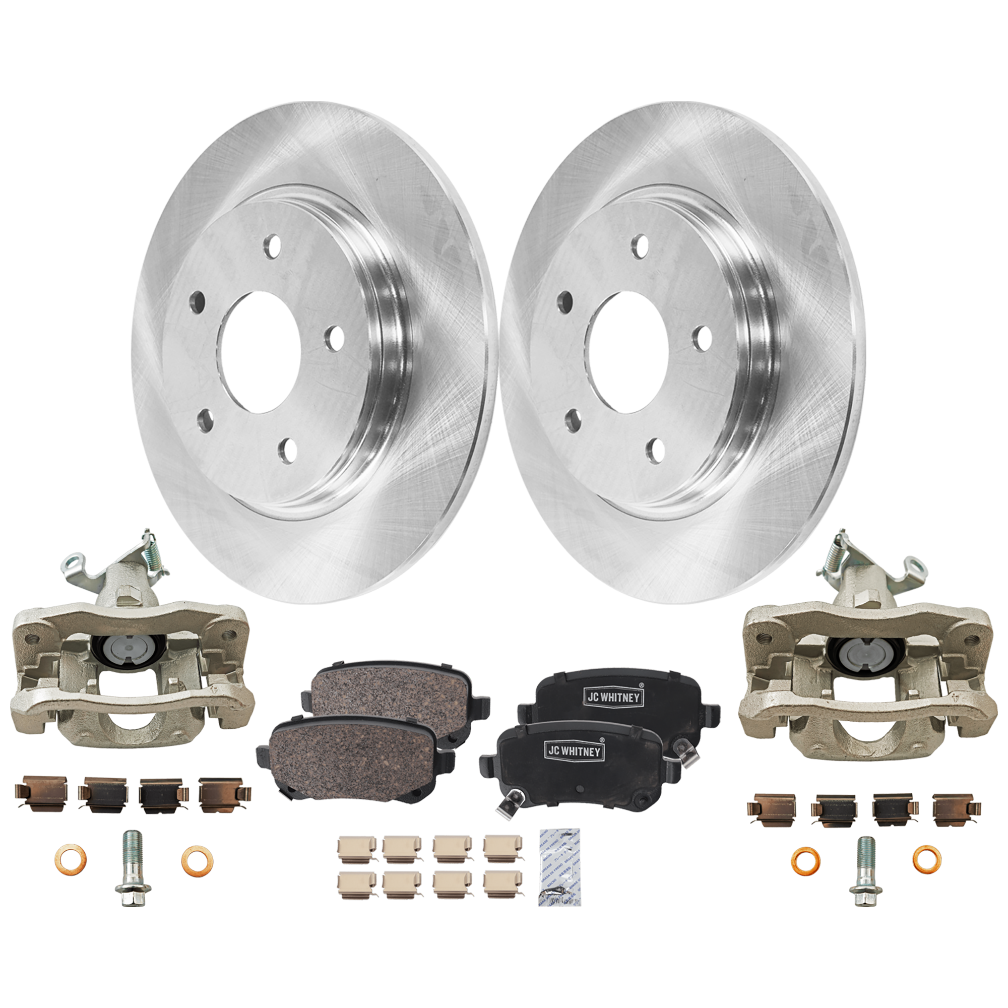 AM JOURNEY 09-12 REAR BRAKE KIT WITH CALIPERS 2 Wheel Set Includes 2 Brake Caliper 2 Brake Disc and 1 Brake Pad Set Plain Surface 5 Lugs Cast Iron Ceramic SKU KIT 020525-08 OEM 4721677AA 4721996AA 7B0615601A