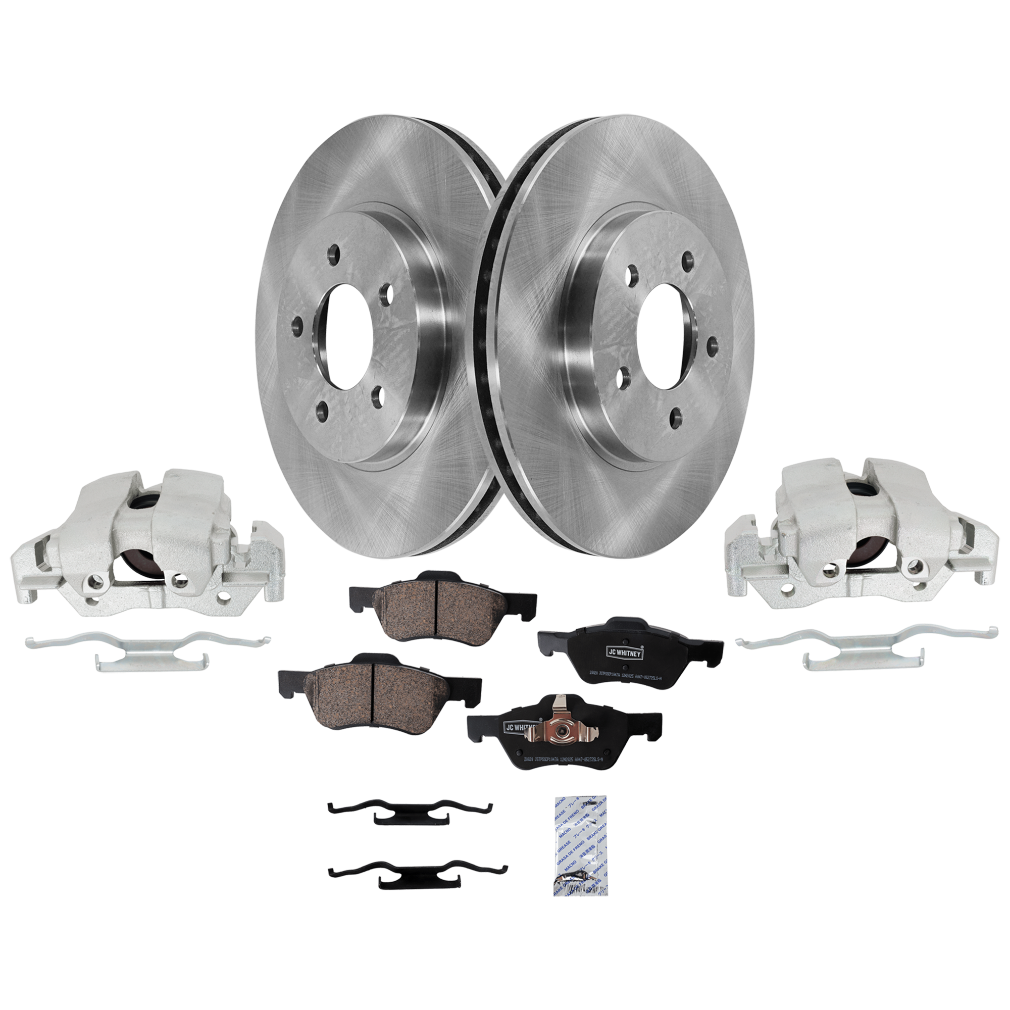 AM ESCAPE 11-12 MARINER 11-11 FRONT BRAKE KIT WITH CALIPERS 2 Wheel Set Includes 2 Brake Caliper 2 Brake Disc and 1 Brake Pad Set Plain Surface 5 Lugs Cast Iron Ceramic SKU KIT 020525-12 OEM 5L8Z1125AA 5U2Z1V125AB AL8Z200