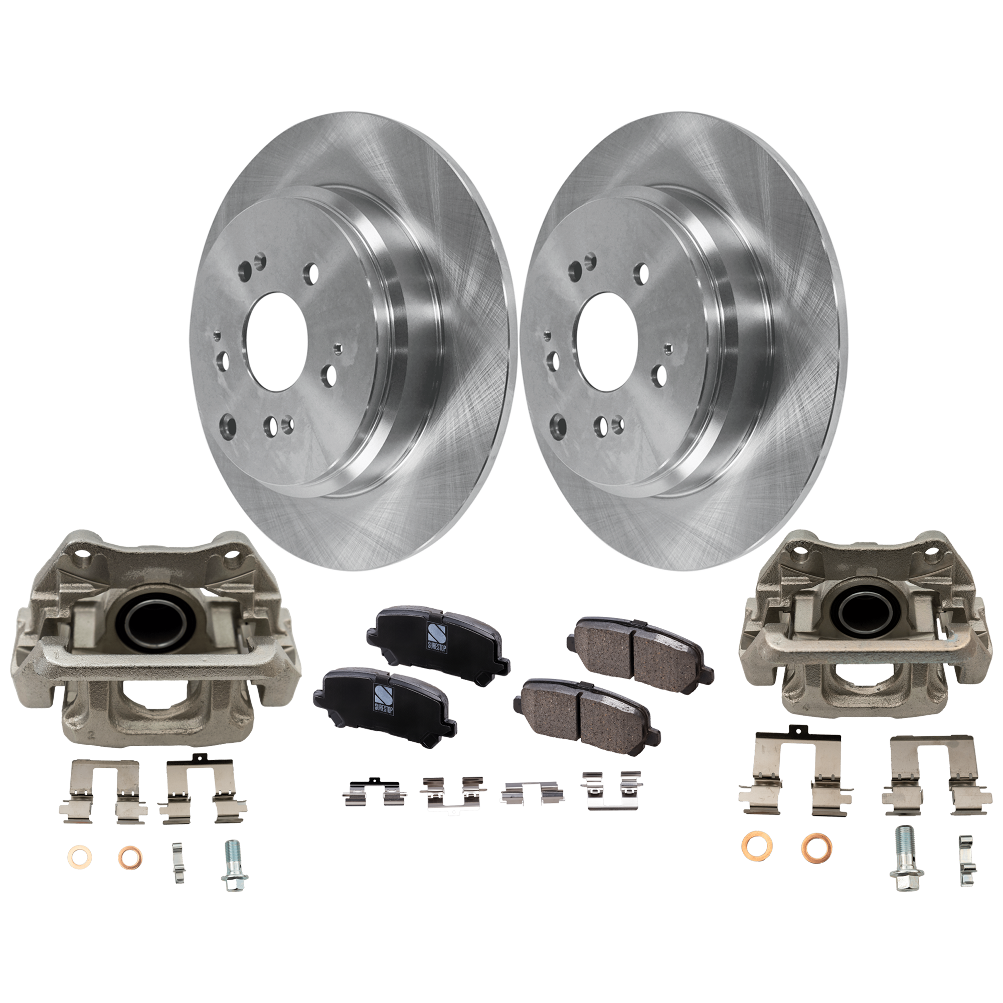 AM ODYSSEY 15-17 REAR BRAKE KIT WITH CALIPERS 2 Wheel Set Includes 2 Brake Caliper 2 Brake Disc and 1 Brake Pad Set Plain Surface 5 Lugs Cast Iron Ceramic SKU KIT 020525-20 OEM 42510SZAA00-42510SZAA10-42510T