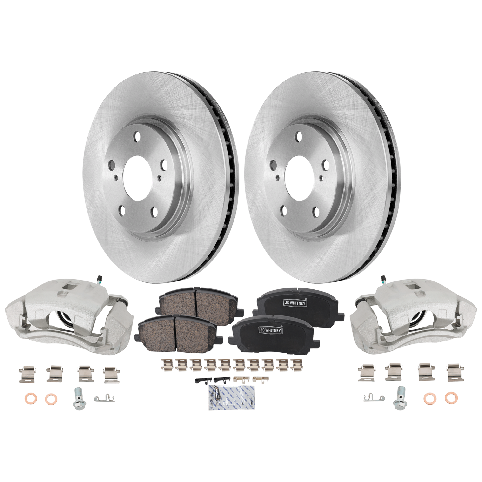 AM HIGHLANDER 01-07 FRONT BRAKE KIT WITH CALIPERS 2 Wheel Set Includes 2 Brake Caliper 2 Brake Disc and 1 Brake Pad Set Plain Surface 5 Lugs Cast Iron Ceramic SKU KIT 020525-34 OEM 4351248011-0446548030