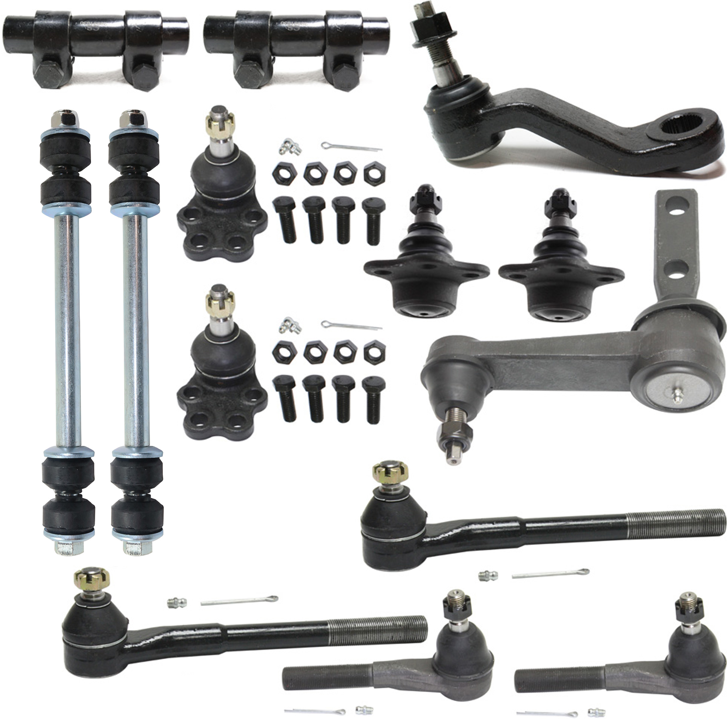 AM RAM 1500-00-01 FRONT SUSPENSION KIT 14 pc kit with Idler Arm Pitman Arm Sway Bar Links Tie Rod Adjusting Sleeves Ball Joints and Tie Rod Ends SKU KIT 020718-10 OEM 104276-2601534-5021289-5051277