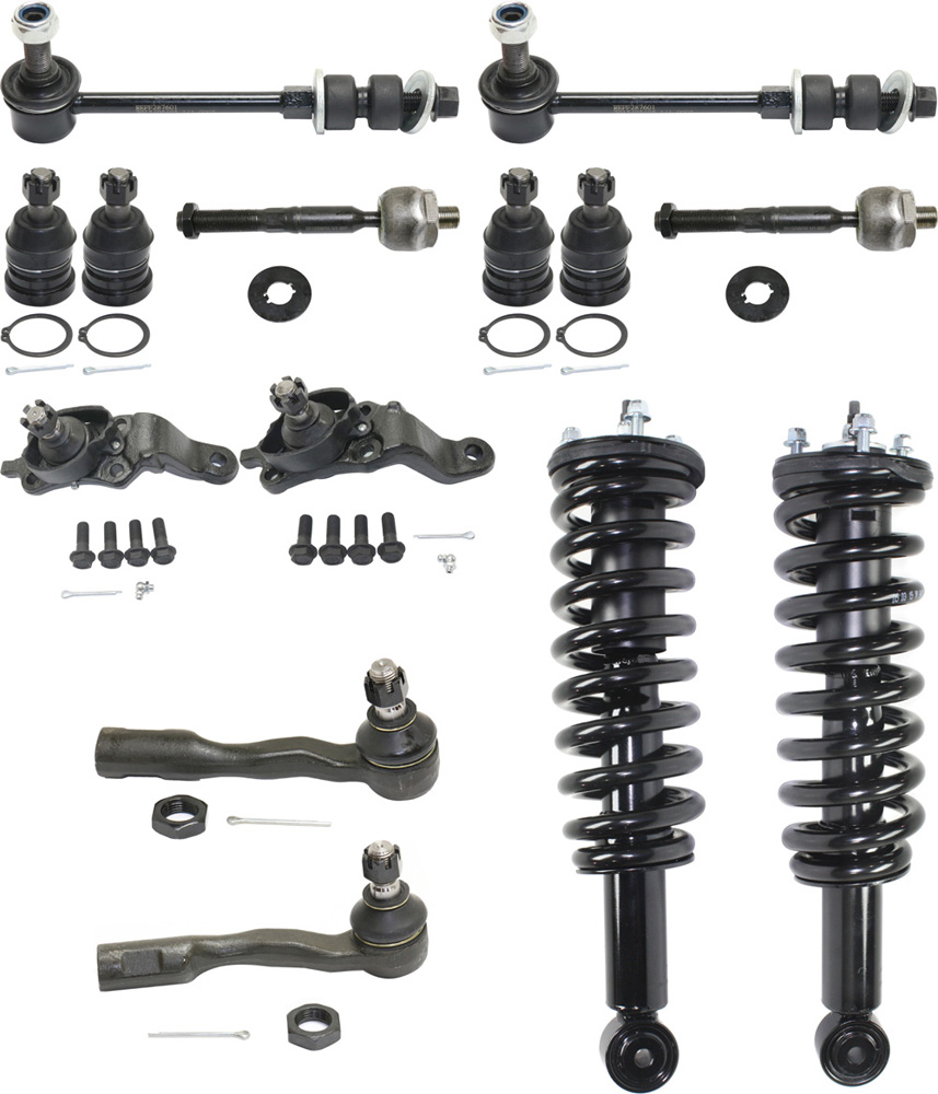 AM SEQUOIA 05-07 FRONT SUSPENSION KIT 12 pc kit with Ball Joints Loaded Struts Sway Bar Links and Tie Rod Ends SKU KIT 020718-14 OEM 1015282-2601634-5051345-104