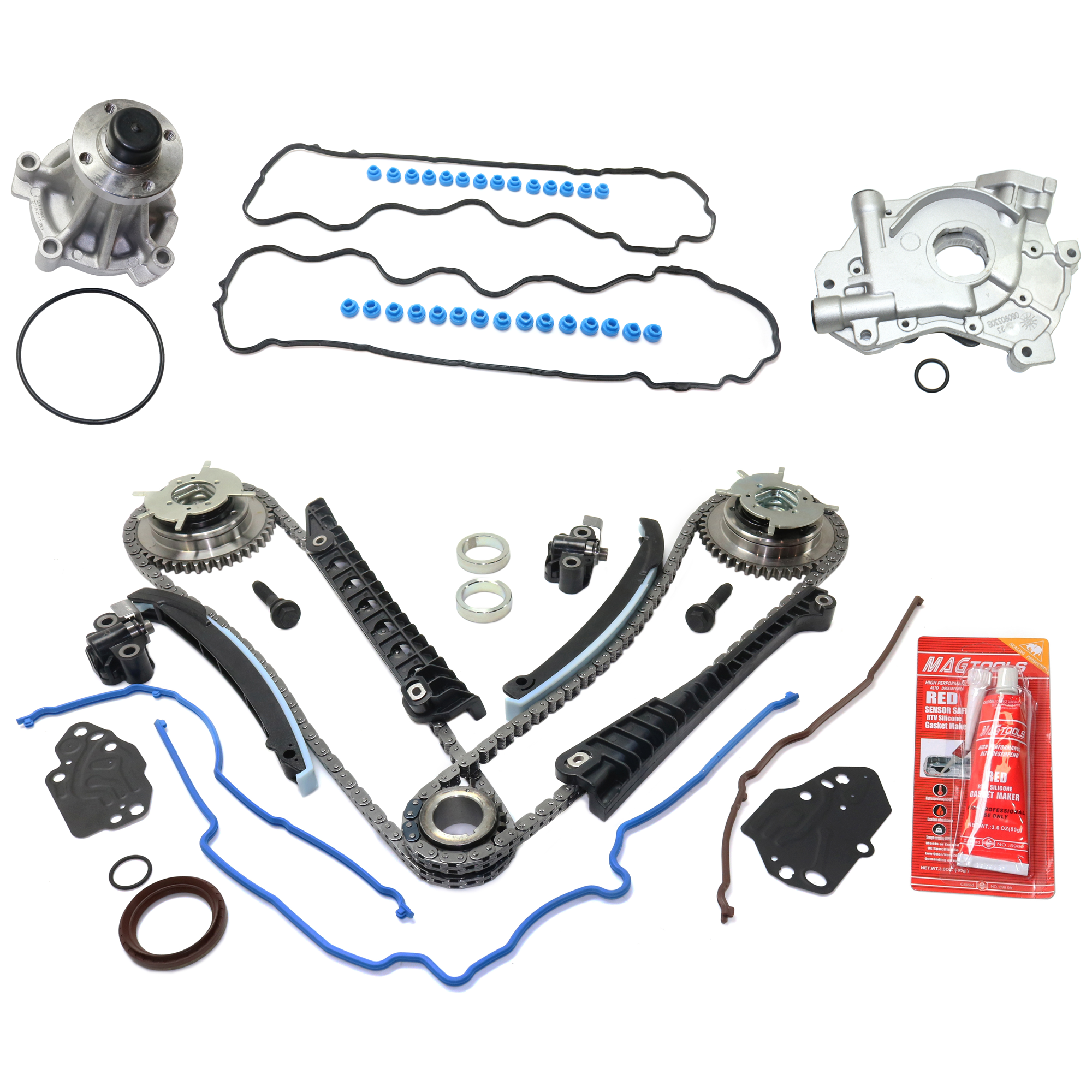 AM F 150-04-06 EXPEDITION 05-06 TIMING CHAIN KIT 4 pc kit with Oil Pump Valve Cover Gasket and Water Pump SKU KIT 020719-01 OEM 151070401 VS50372-3L3Z8501CA