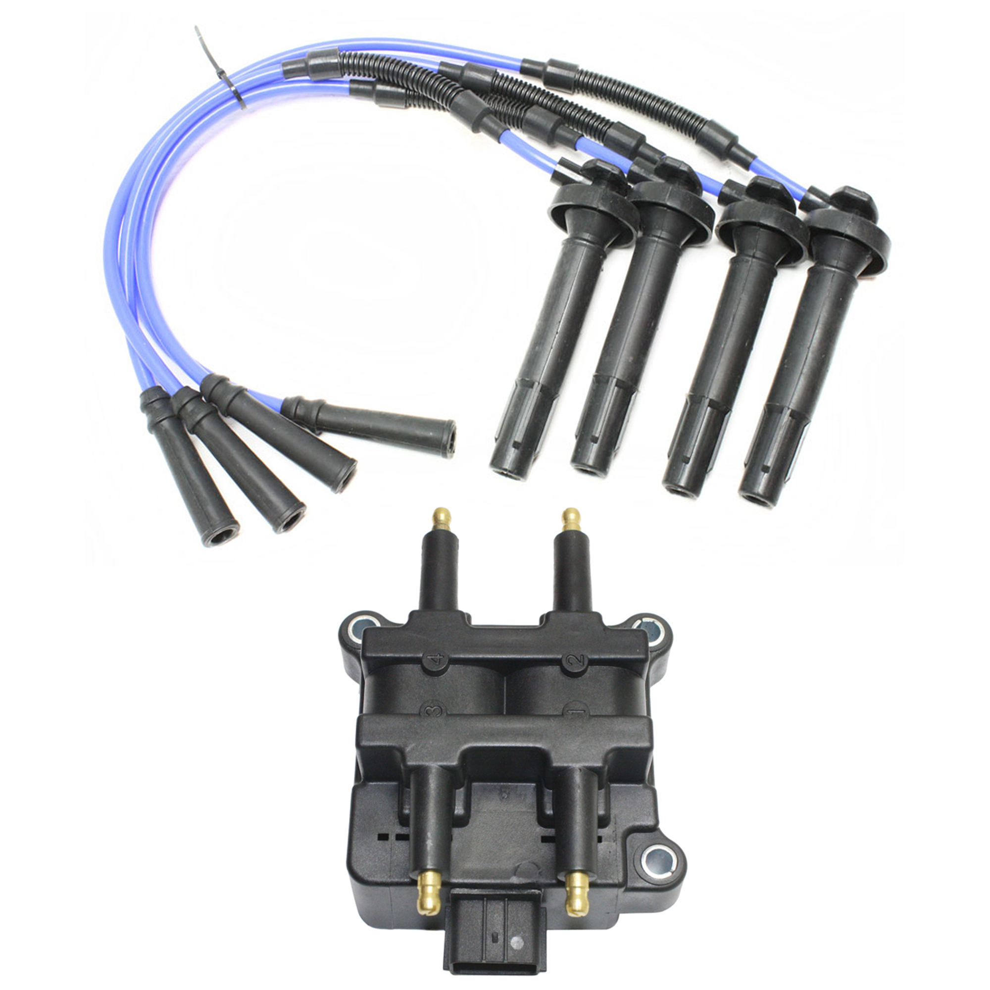 AM FORESTER IMPREZA 99-04 BAJA 03-06 IGNITION COIL with Spark Plug Wire SKU KIT 020719-11 OEM 22433AA570-8691-9479-9640-5550
