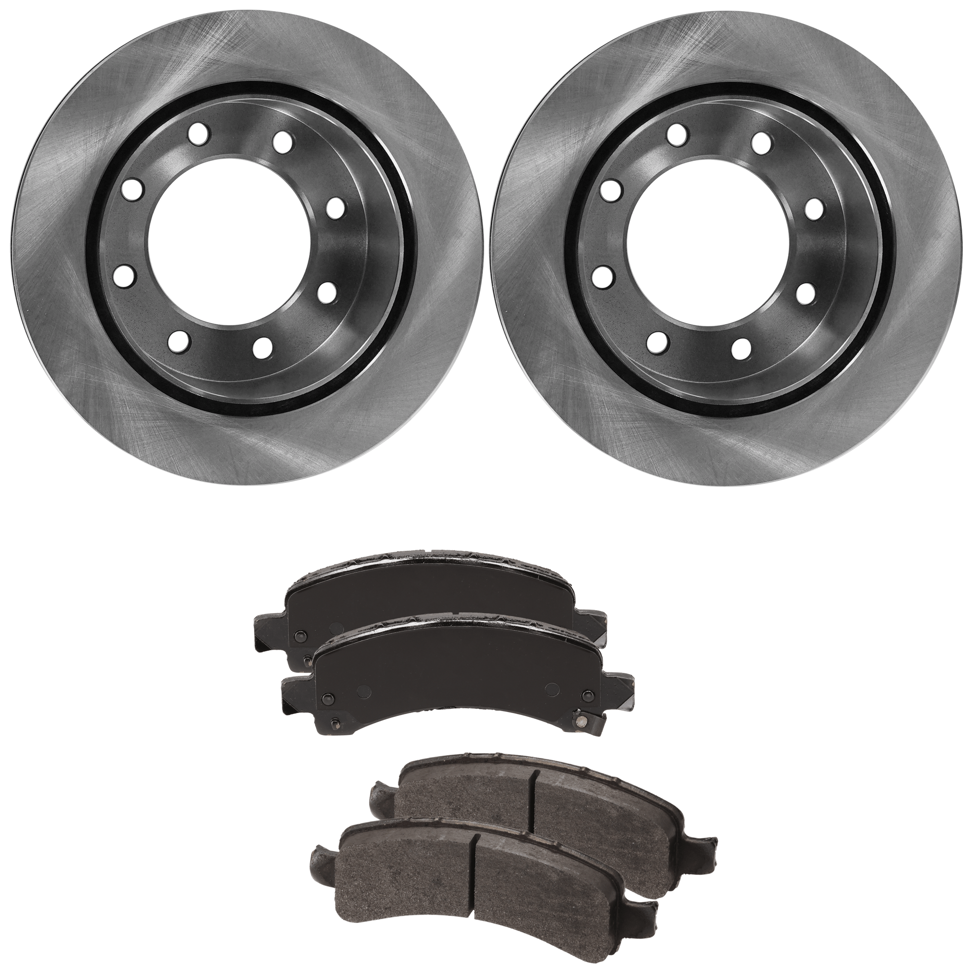 AM EXPRESS 2500 SAVANA 2500-03-17 REAR BRAKE DISC AND PAD KIT 4 pc kit 8 Lugs Cast Iron Ceramic SKU KIT 020723-10 OEM 15712803-19169634-84265875-843