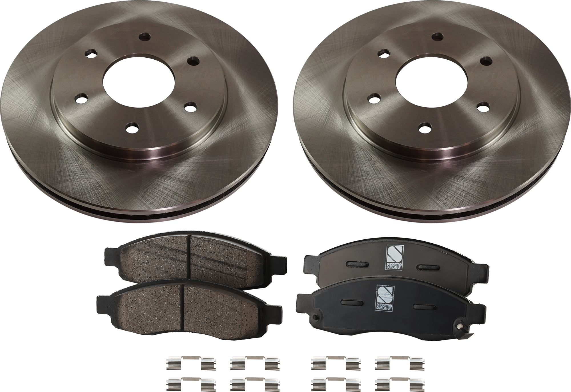 AM QX56-04-05 FRONT BRAKE DISC AND PAD KIT 4 pc kit 6 Lugs Cast Iron Ceramic SKU KIT 020723-21 OEM 402067S000-410607S025-410607S0