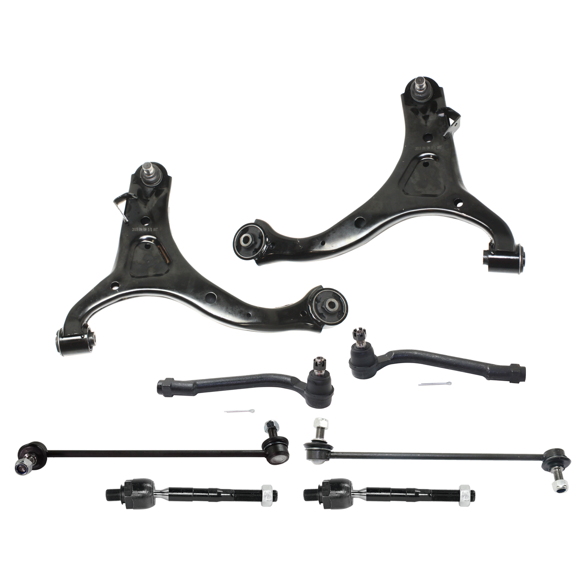 AM SANTA FE 07-12 FRONT CONTROL ARM RH AND LH Upper and Lower w ball joint s 8 pc Kit with Sway Bar Link and Tie Rod End SKU KIT 020725 C137 OEM 548302B000-548402B000-548402B2