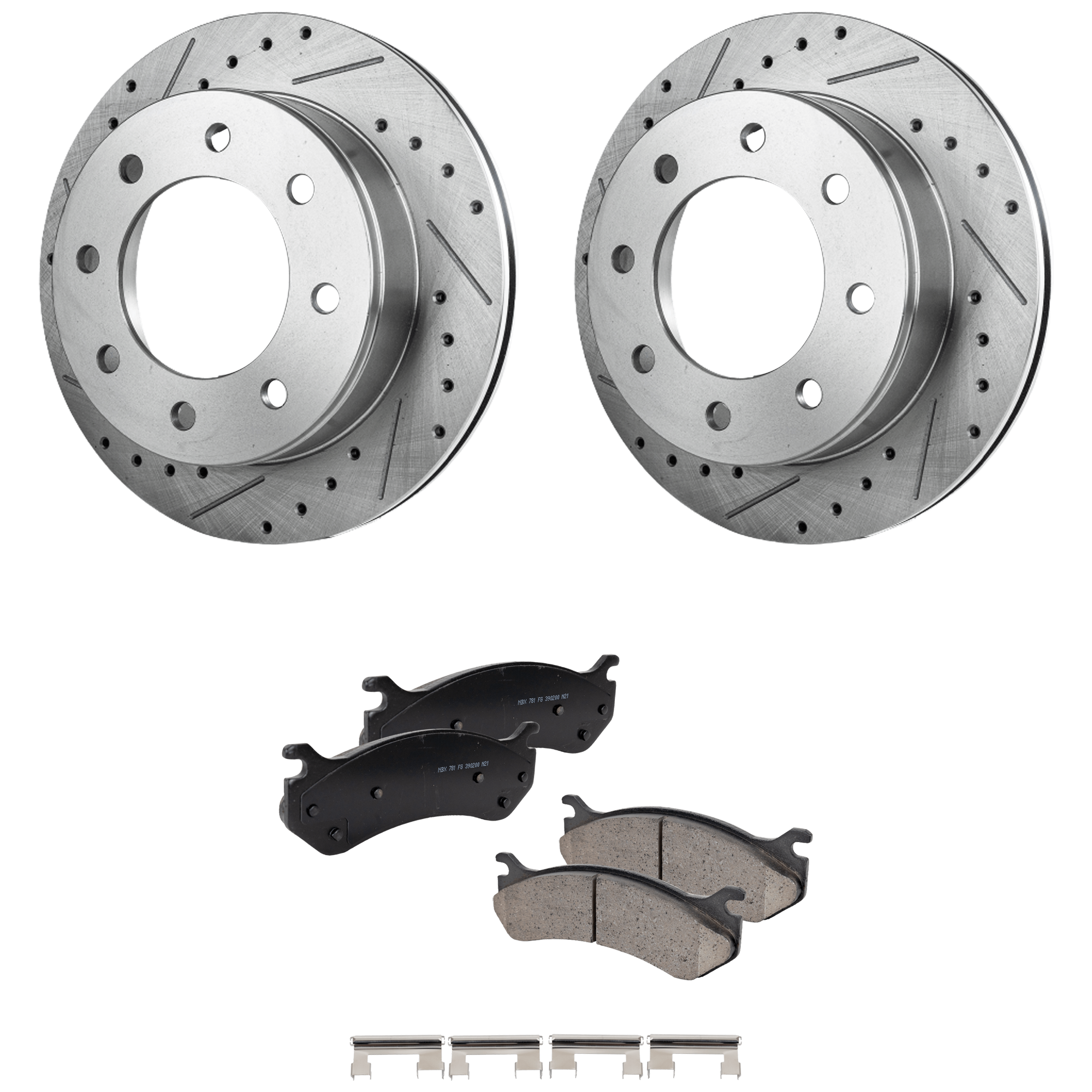 AM AVALANCHE 2500-02-06 FRONT AND REAR BRAKE DISC AND PAD KIT 4 Wheel Set SKU KIT 020725 C61 OEM 19326-41243-55057-55120-56830