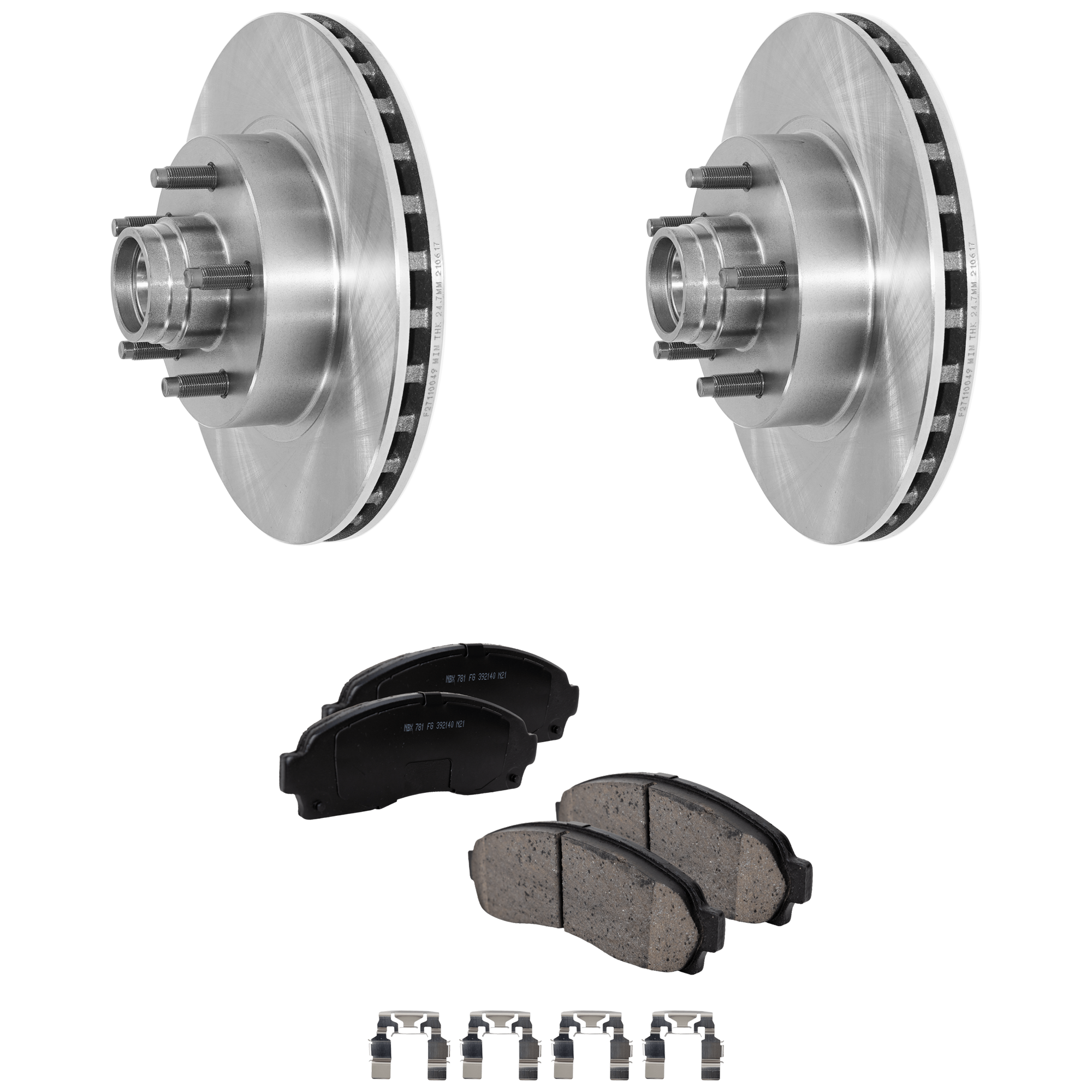 AM B3000-04-07 RANGER 03-11 FRONT BRAKE DISC AND PAD KIT 2 Wheel Set SKU KIT 020725 C76 OEM F5TZ1102H F6TZ1102GA 4L5Z1102B